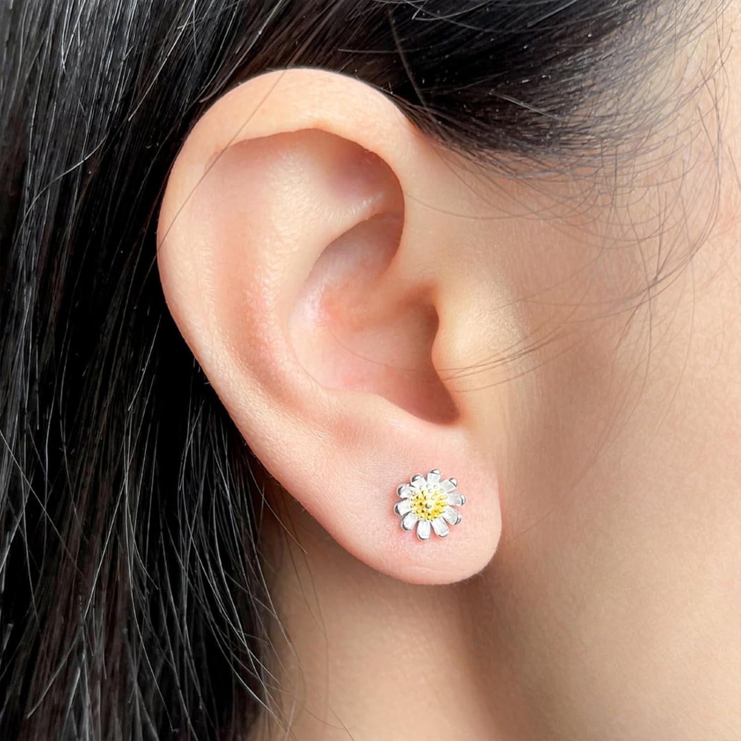 Tiny Daisy Stud Earrings for Women Silver Plated Hypoallergenic Cute Mini Daisys Flower Small Post Studs Cartilage Dainty Birthday Party Jewelry Gifts for Daisies Lovers - Image 5