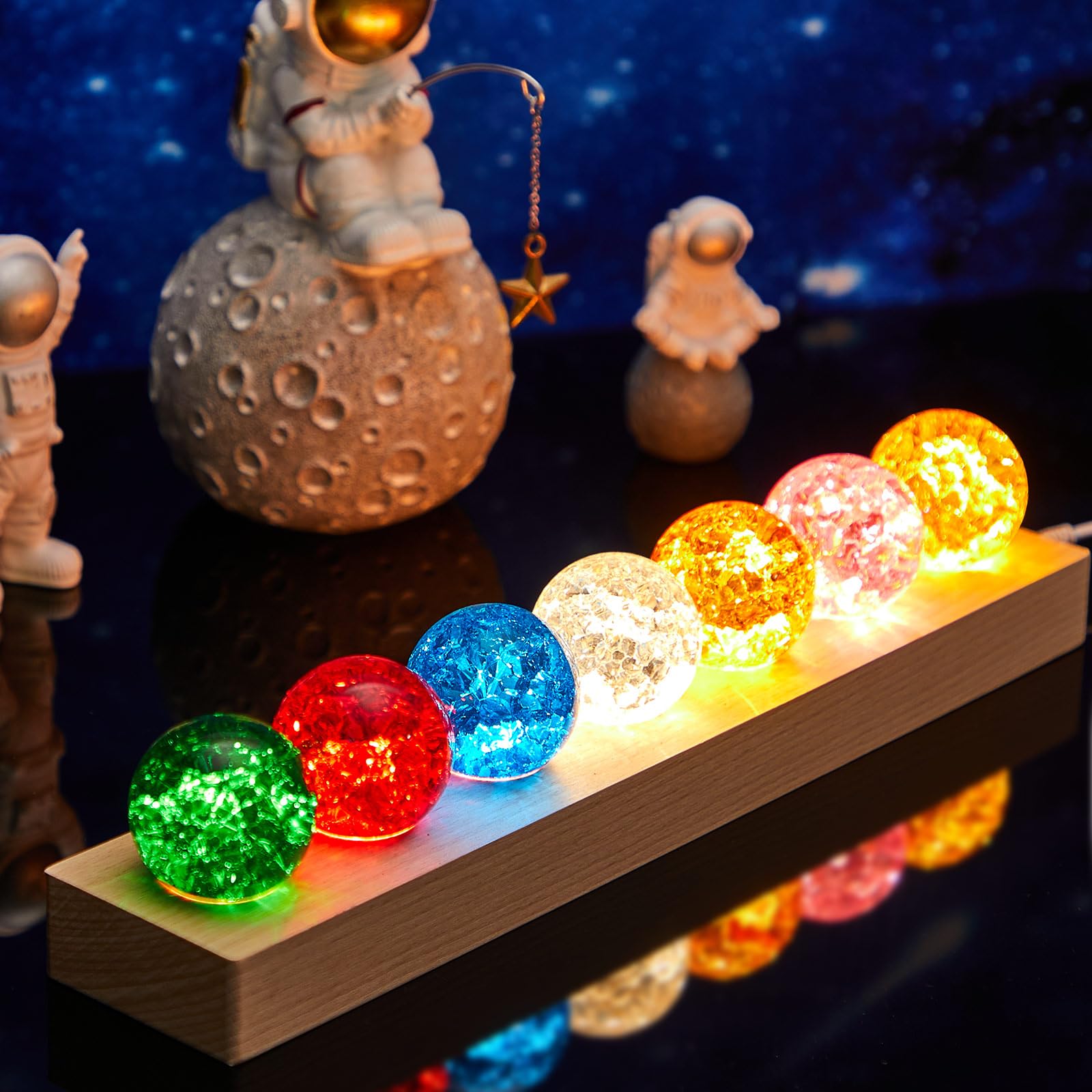Amazon.com: Qunclay 7 Colors Ice Cracked Balls with LED Wooden