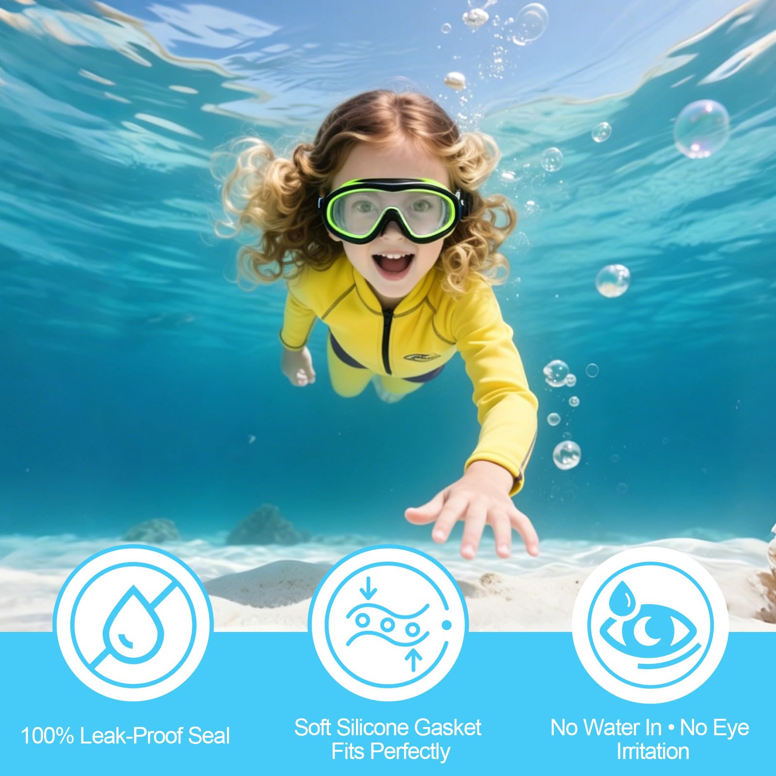 Ensemble de lunettes de natation avec revêtement anti-buée et protection UV - Noir et bleu - Bouchons d'oreille inclus