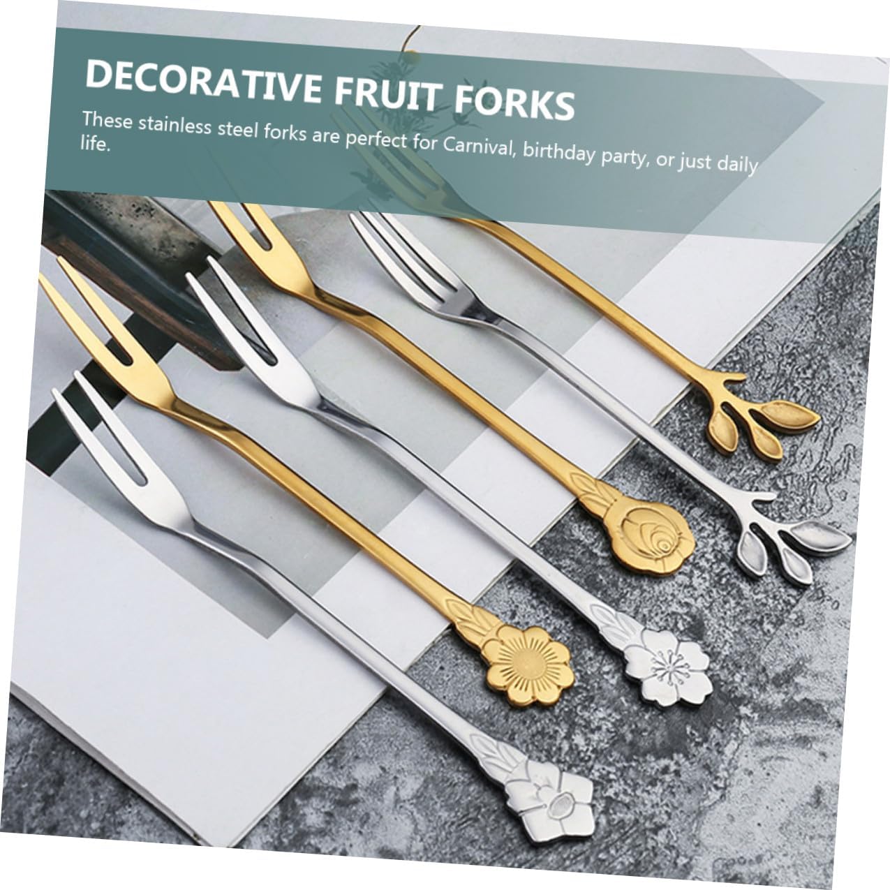 10pcs Fruit Forks, Two-tine Dessert Forks Stainless Steel