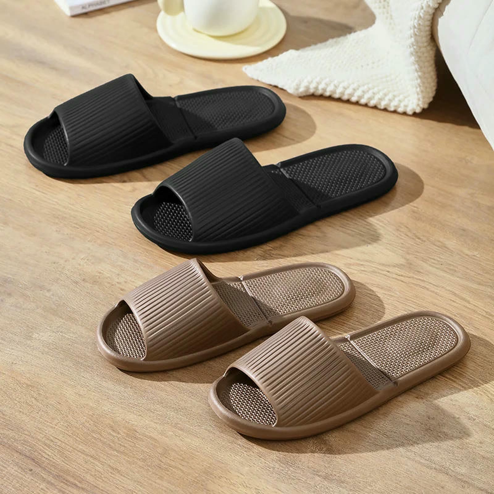 Ciabatte Slipisti da Viaggio Pieghevoli per Donne, Viaggi Portatili, Spiaggia Anti -Slip, d'Affari Uomini, Hotel, Pantofole La Doccia-nero-44-45