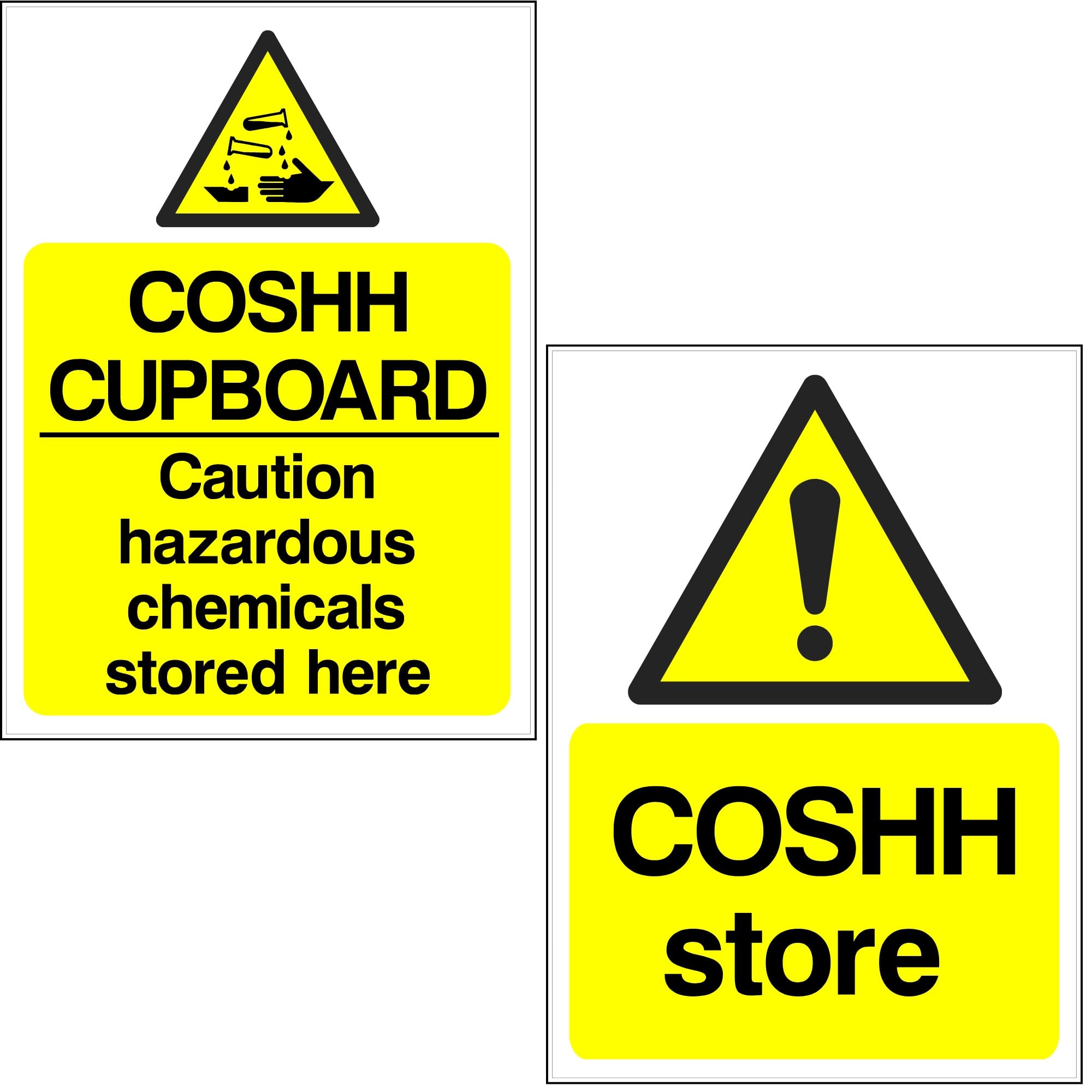 COSHH Sign Cupboard Store, 2x pack 200mm x 150mm – Health and Safety, Self-Adhesive Vinyl Signs, Waterproof Decals, Indoor Outdoor, Made in UK by Printkings.