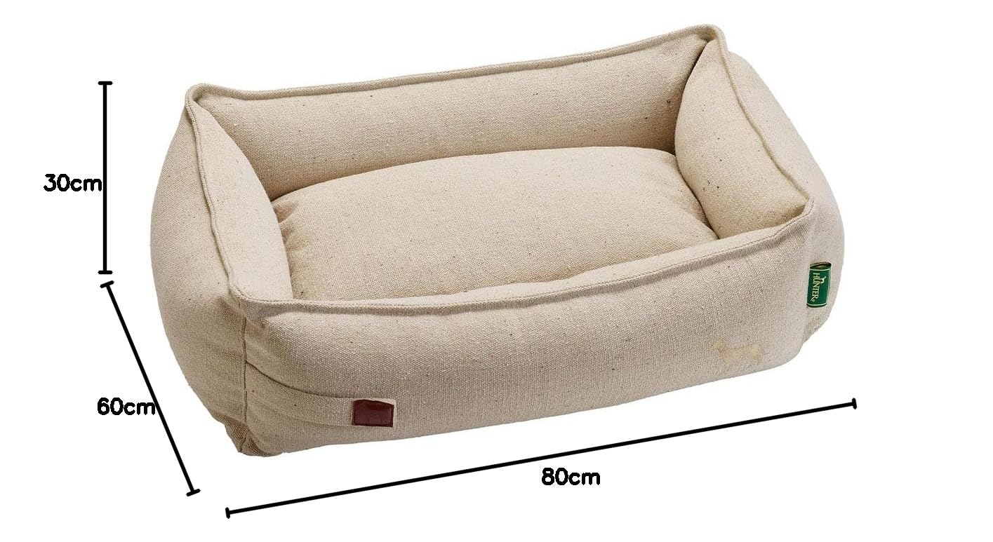 HUNTER Hundesofa Belluno, Farbe: Creme, mit robustem Strukturstoff, vorwiegend recycelte Materialien, nachhaltig, rutschhemmend, stilvoll und modern, Größe: M
