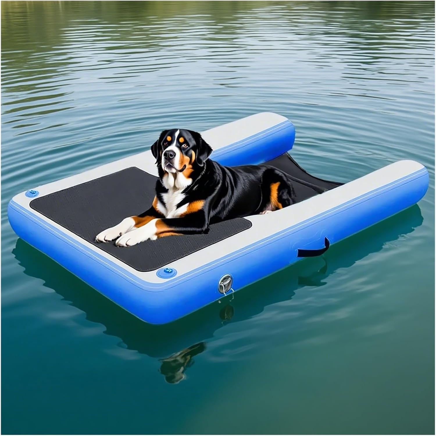 Durable Dog Pool Ramp, Non Slip Inflatable Dog Water Ramp, Carryable Pet Floating Platform for Boat Docks Pools Lakes(Blue,150x100x15cm/59.1x39.4x5.9in)