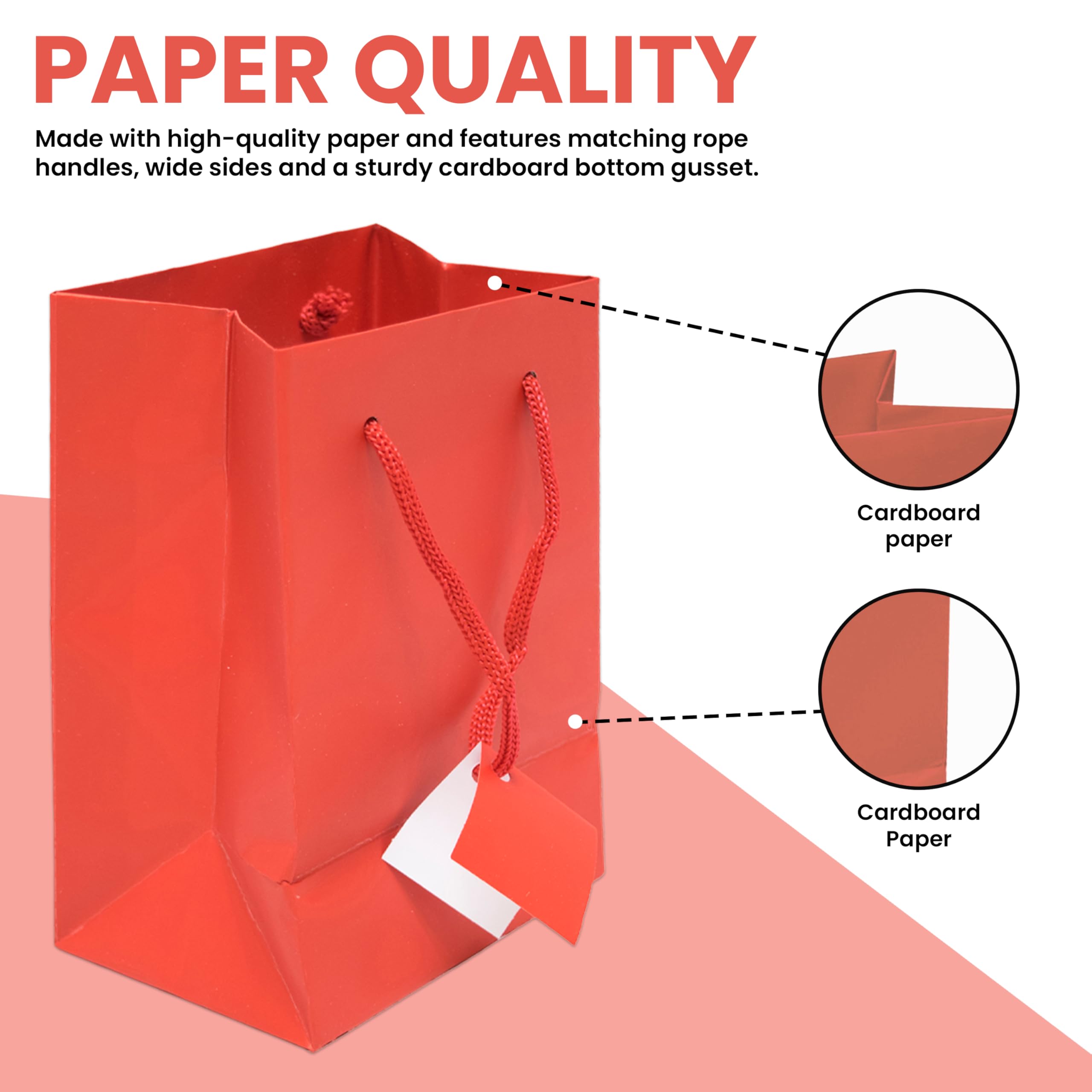 Novel Box Company Ltd™ czerwony matowy laminowany euro torba na prezent pakiet 8 x 4 x 10 (10 sztuk)