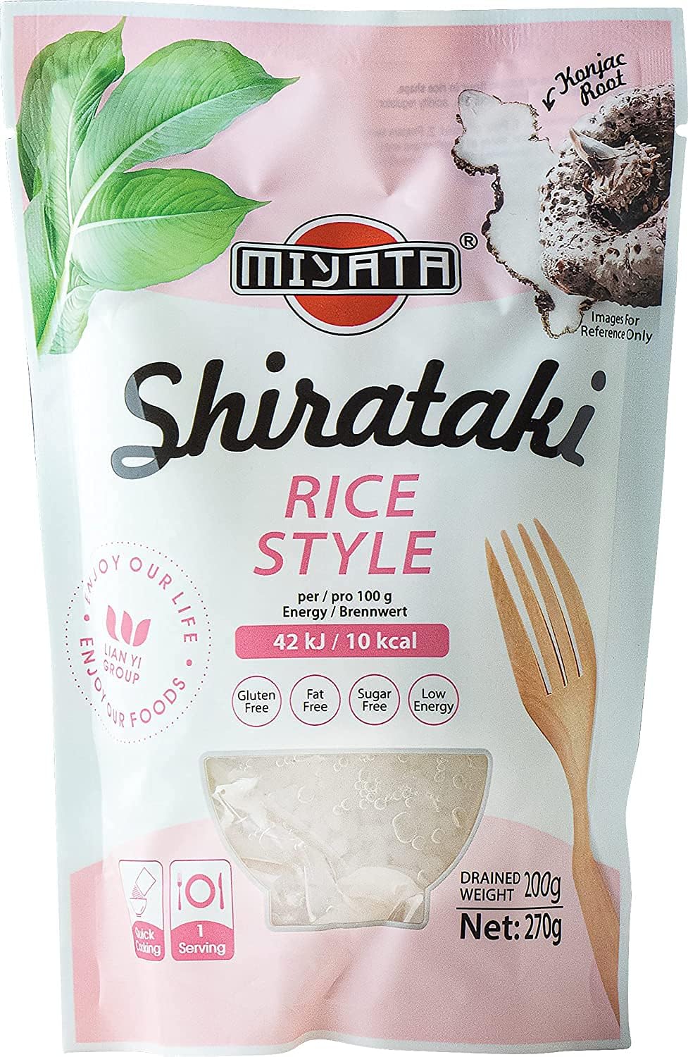 Miyata Shirataki, Low Carb Konjak Flour Noodles Rice Style Pack of 6 (6 x 270 g)