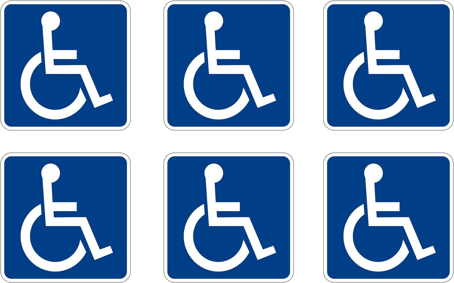 Rogue River Tactical Disabled Wheelchair Symbol ADA Compliant Handicap Access Sign Pack of 6 3 X 3 Inch Blue Window Sticker Decal