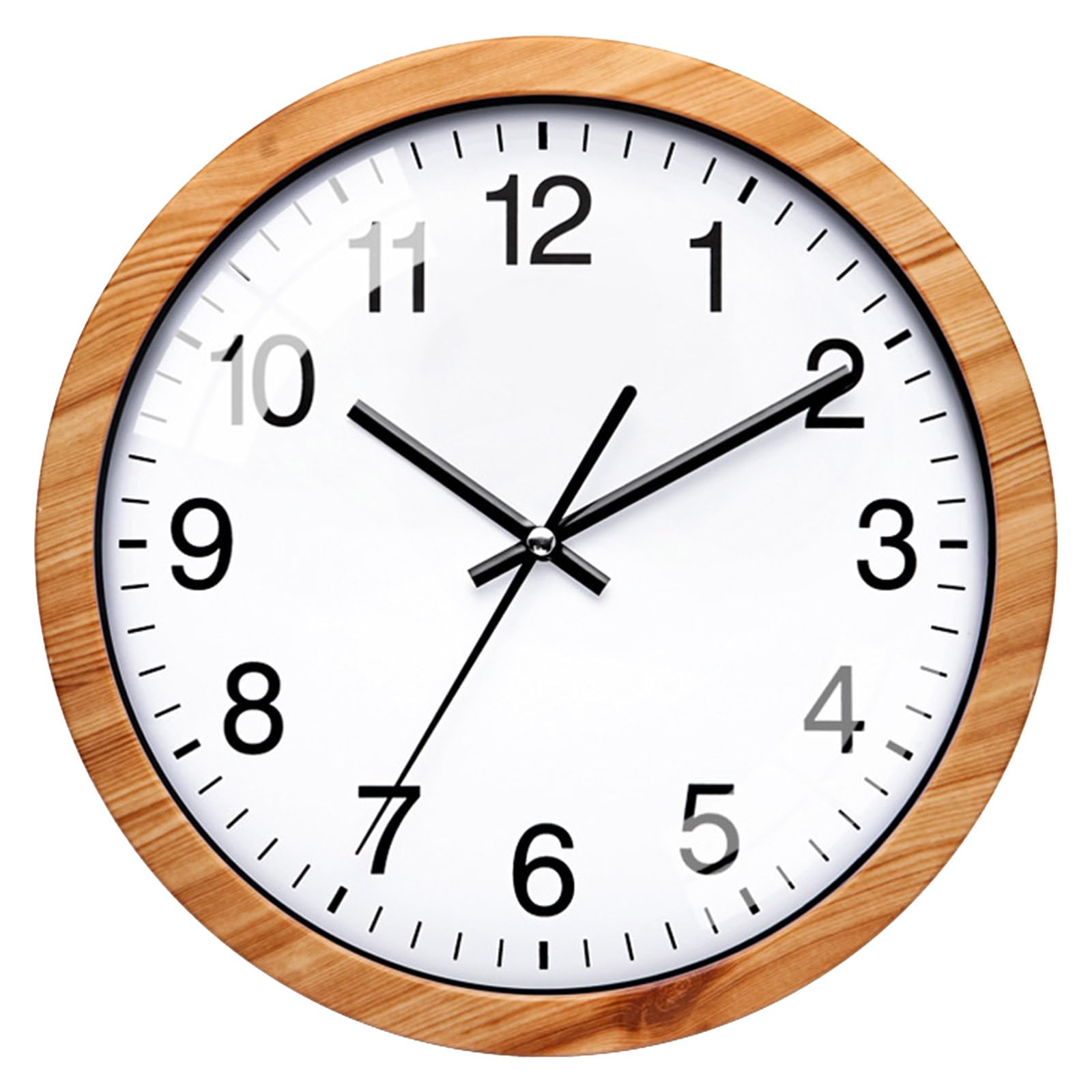 Buxuaaaa 10inch Contemporary Wall Clock, Creative Round Non Ticking Glass Cover Battery Operated Wall Clocks Home Decor School Decoration
