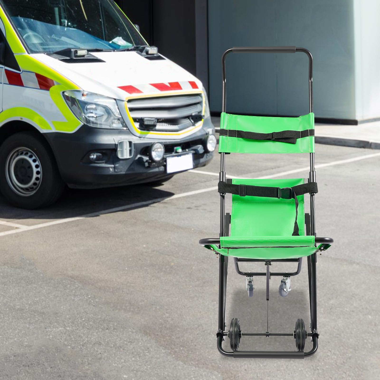 MINRS Silla de escalera plegable para personas mayores, silla de evacuación con cinturones de seguridad, para adultos, silla de ruedas para adultos, transporte manual, silla de transporte médico