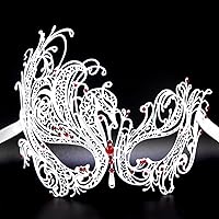 Vista 45 de IETANG - Antifaces venecianos para parejas, baile de máscaras, accesorios de disfraz o fiesta, 1 par Negro