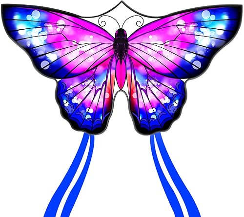 Miniatura 15 de Mint's Colorful Life Cometa de mariposa para niños y adultos, fácil de volar, cometas grandes de una sola línea con mango de cometa de cuerda de 300
