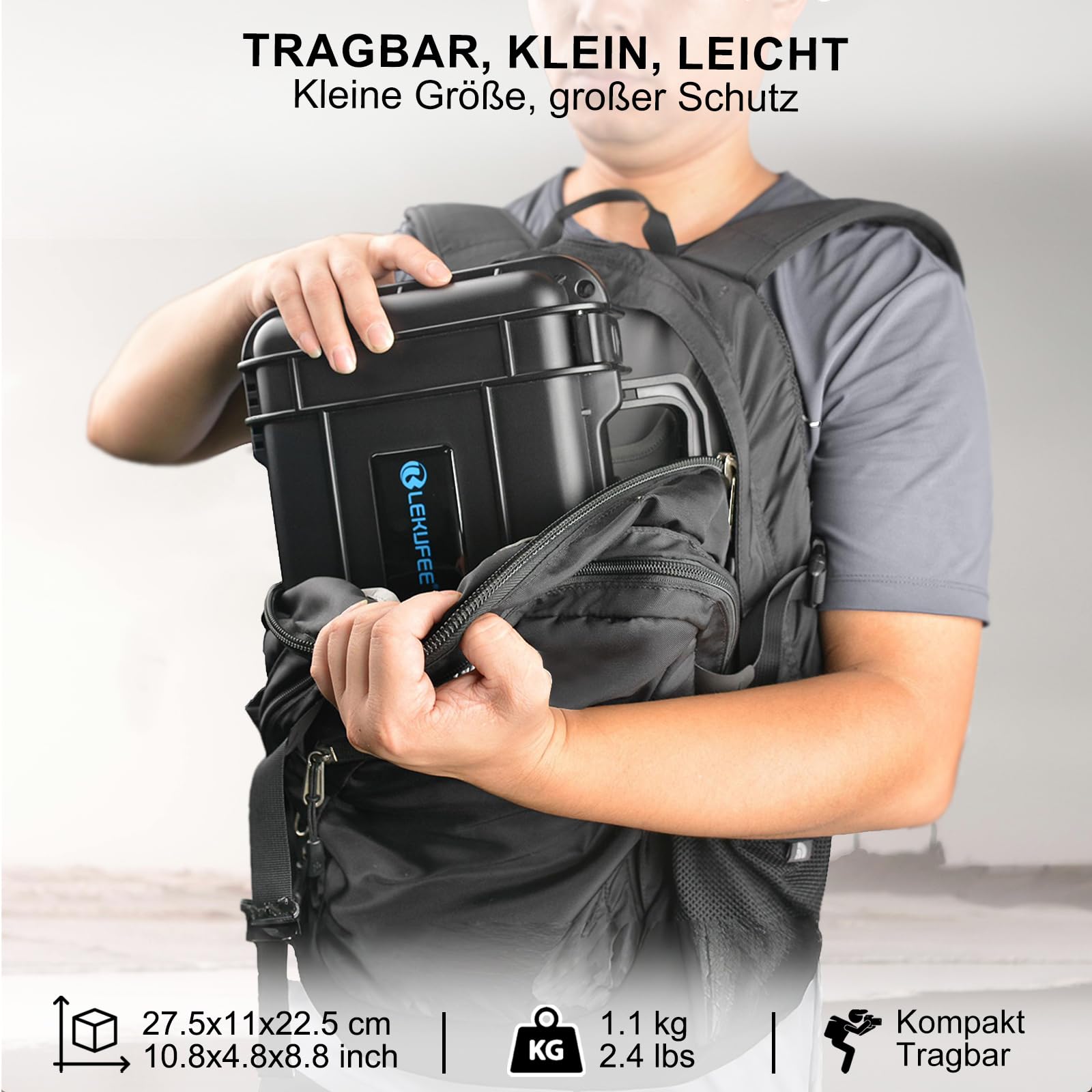 LEKUFEE wasserdichte Koffer für DJI Osmo Pocket 4, Osmo Pocket 3,DJI Mic 3/2/ Mini, Standard Combo, Kreativ Combo, Essential Combo und Zubehör (Nur Tasche)