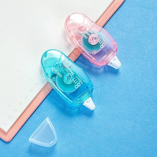 Miniatura 5 de Cinta adhesiva adhesiva de doble cara, 0.236 in x 26.2 ft, color rosa y azul, cinta adhesiva para escuela, oficina, papelería, papelería japonesa,