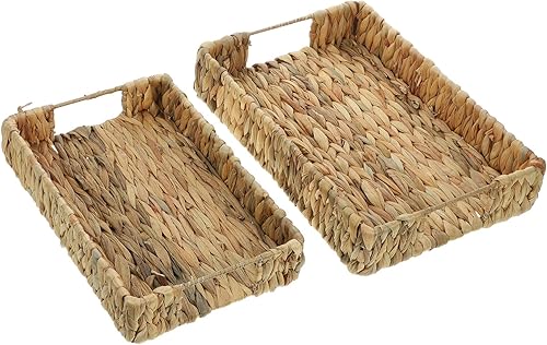 Miniatura 6 de Toddmomy Woven Storage Basket 2pcs Rattan Woven Serving Trays with Handle Wicker Baskets Rattan Bread Baskets Natural Wicker Tray for Breakfast