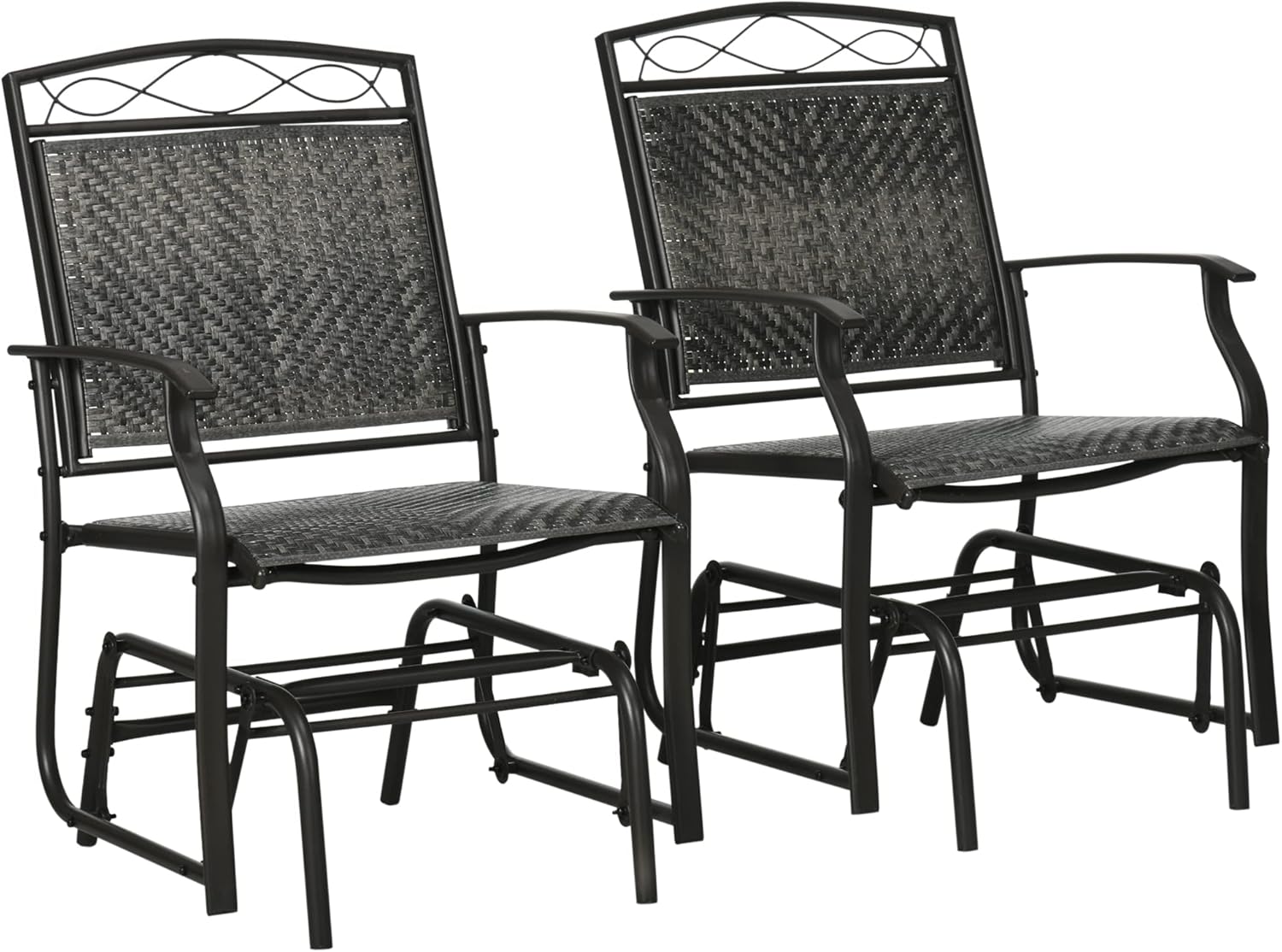 Outsunny Set of 2 Outdoor Glider Chairs, Porch & Patio