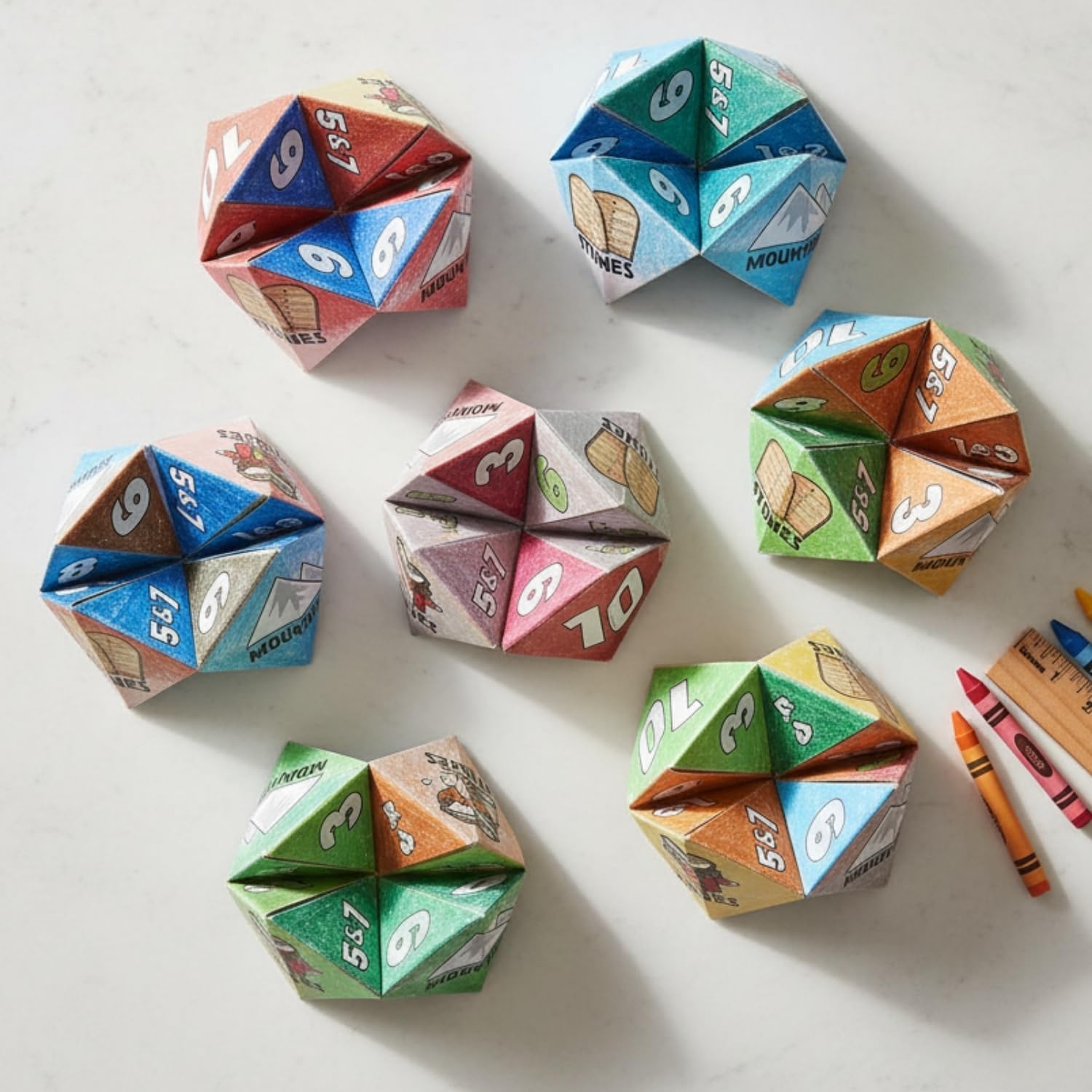 8" x 8" Bulk 48 Pieces Color Your Own Ten Commandments Paper Origami