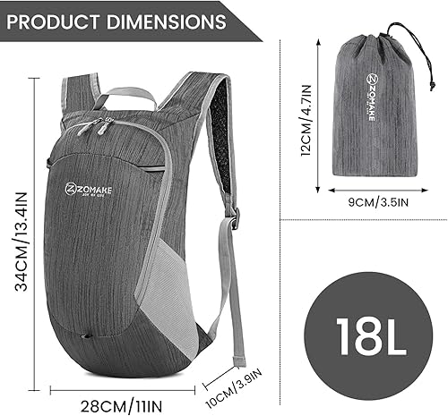 Miniatura 9 de ZOMAKE Mochila pequeña de senderismo, mochila plegable resistente al agua, mochila de viaje para mujer