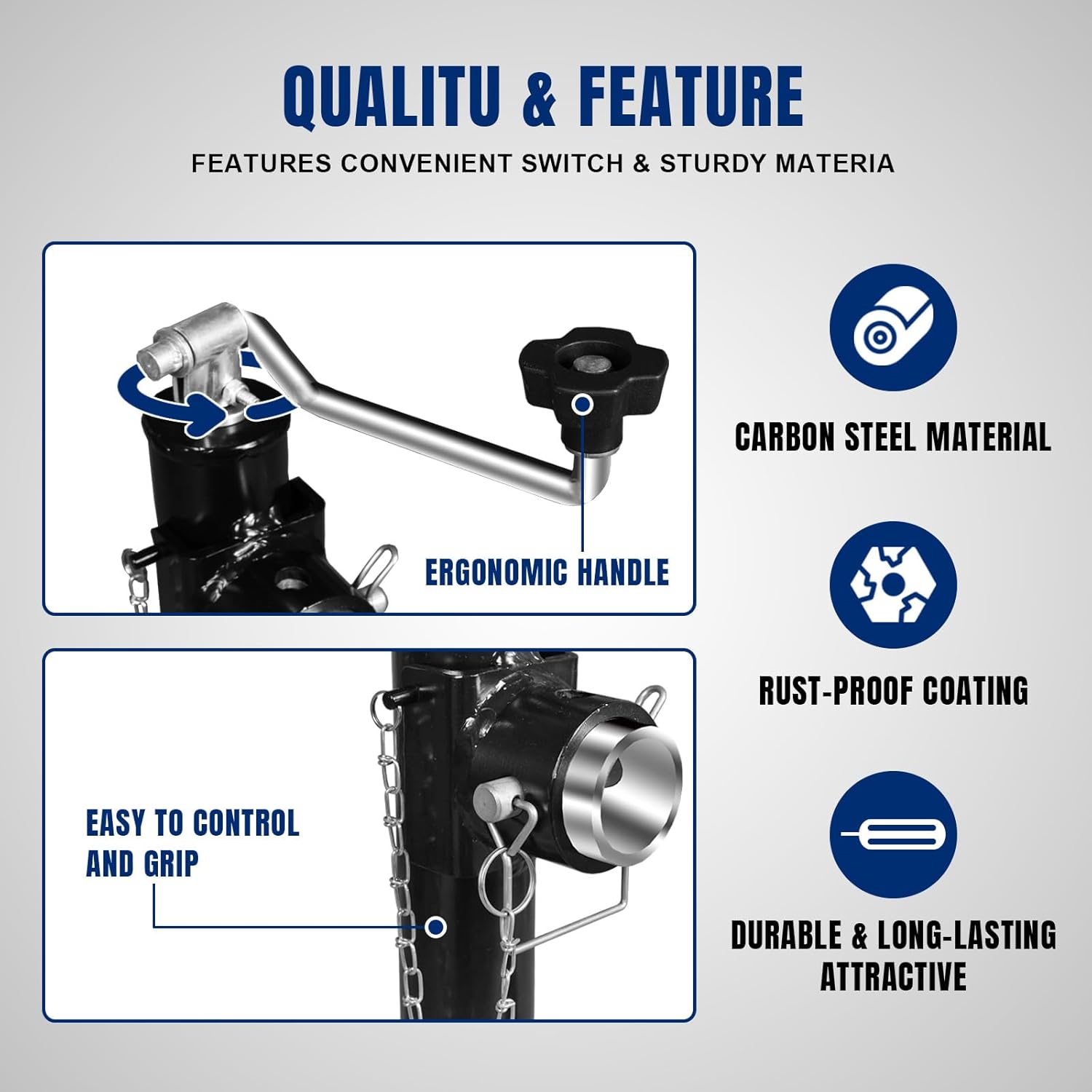 TCE 2000 LBs Capacity Weld on Pipe Mount Swivel Trailer Jack, ATR39003U , Black
