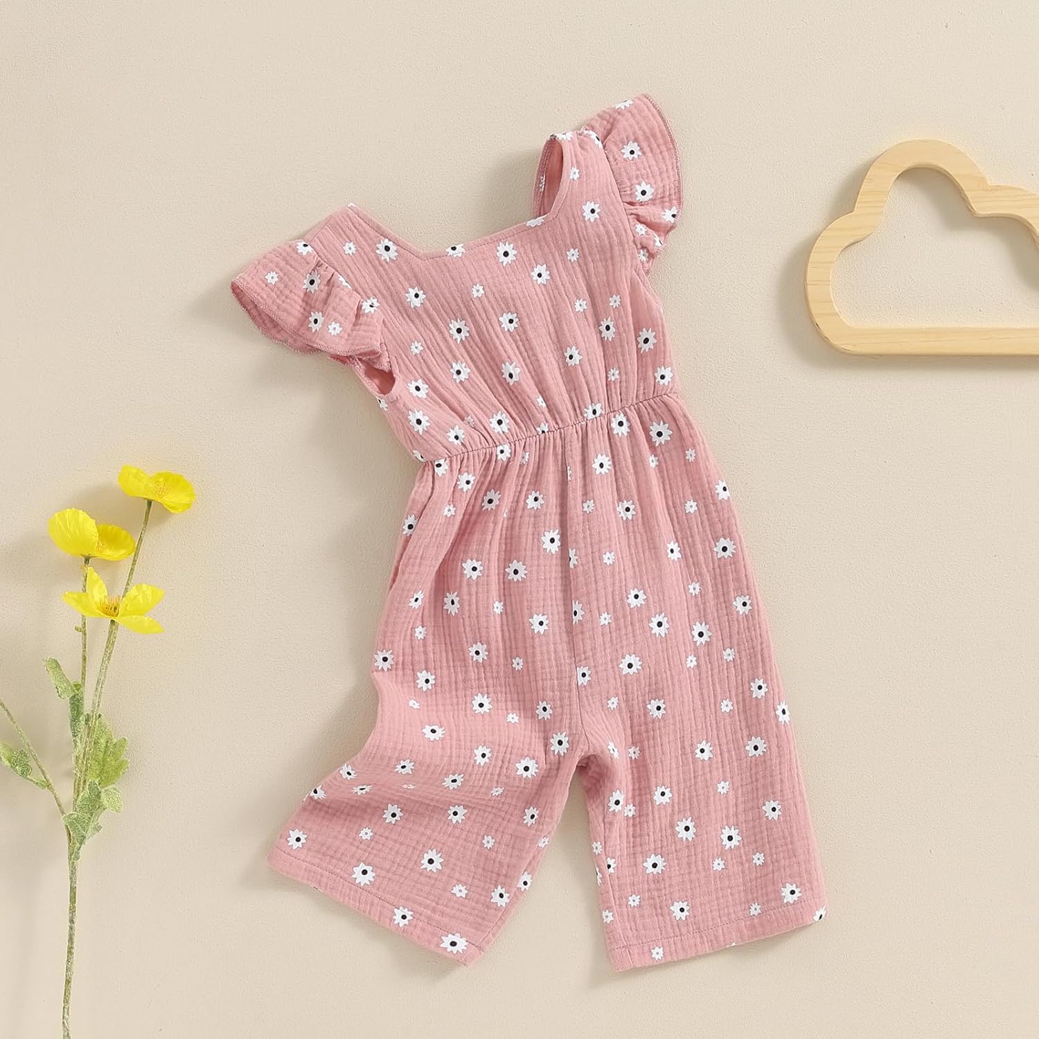 GOOCHEER Toddler Baby Girls Outfit Flower Print Jumpsuit Sleeveless Bowknot Romper Overall Pants Summer Clothes - Image 7
