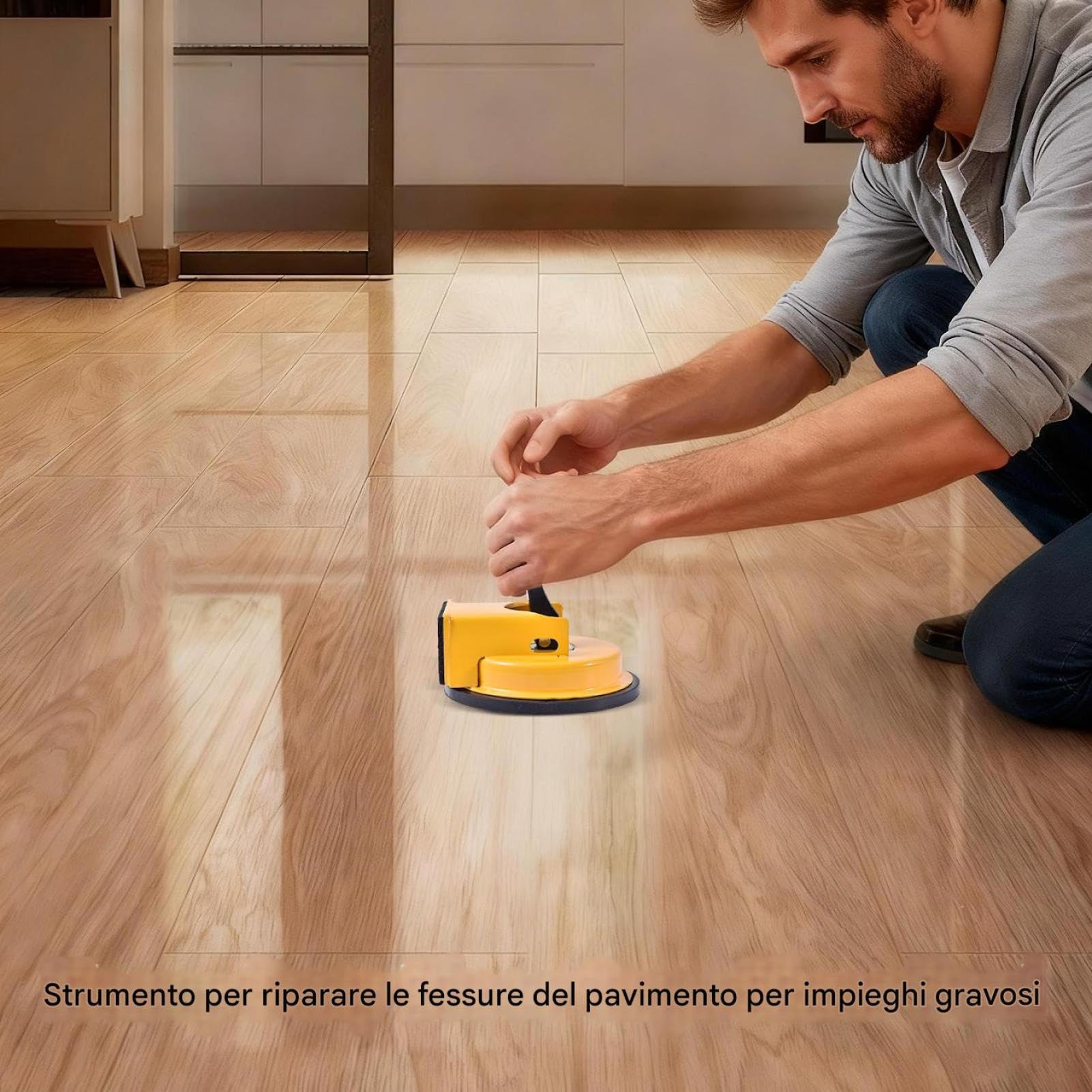 Attrezzo Ventosas Riparazione Fughe Pavimento, 11,8x11,8x5 Cm Regolabili FloorGap Fixer Tool, Strumento Per Riparazione Pavimenti Laminati E Legno, Per Battiscopa Fissaggio Soggiorno Cucina