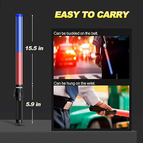 Miniatura 59 de Varita de luz de seguridad de 21 pulgadas Alta visibilidad, duradera, portátil Varita de control de tráfico con 2 modos intermitentes para Azul