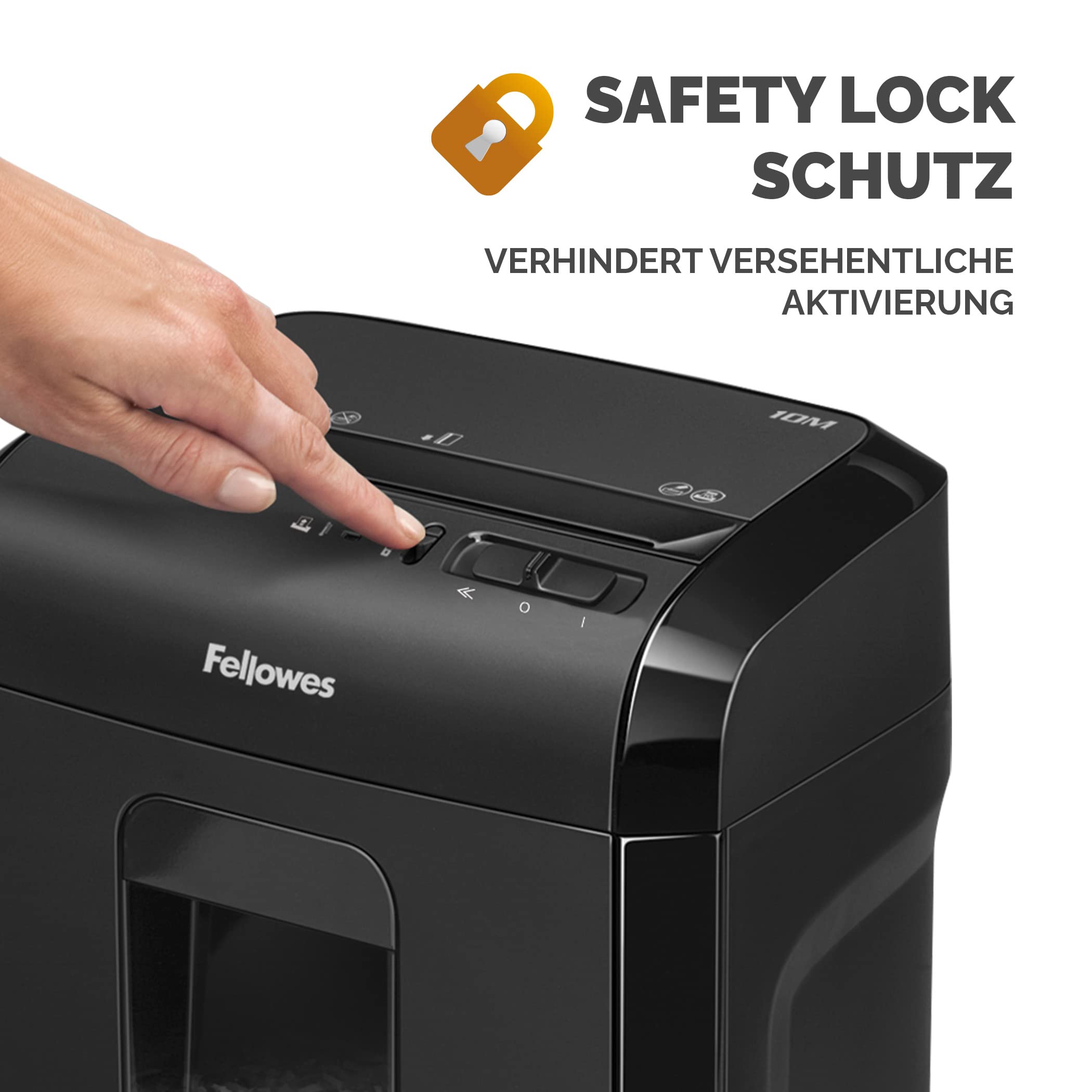 Sicherheitsstufe P5 Aktenvernichter: Fellowes Microcut (2000+ Partikel/A4), 10 Blatt, Powershred 10M, Büro/Homeoffice, 19L Papierkorb, Sicherheitssperre, schwarz