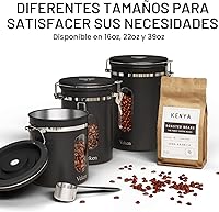 Vista 7 de Veken Recipiente de café con ventana, recipiente hermético de almacenamiento de alimentos de cocina de acero inoxidable con tapas, rastreador