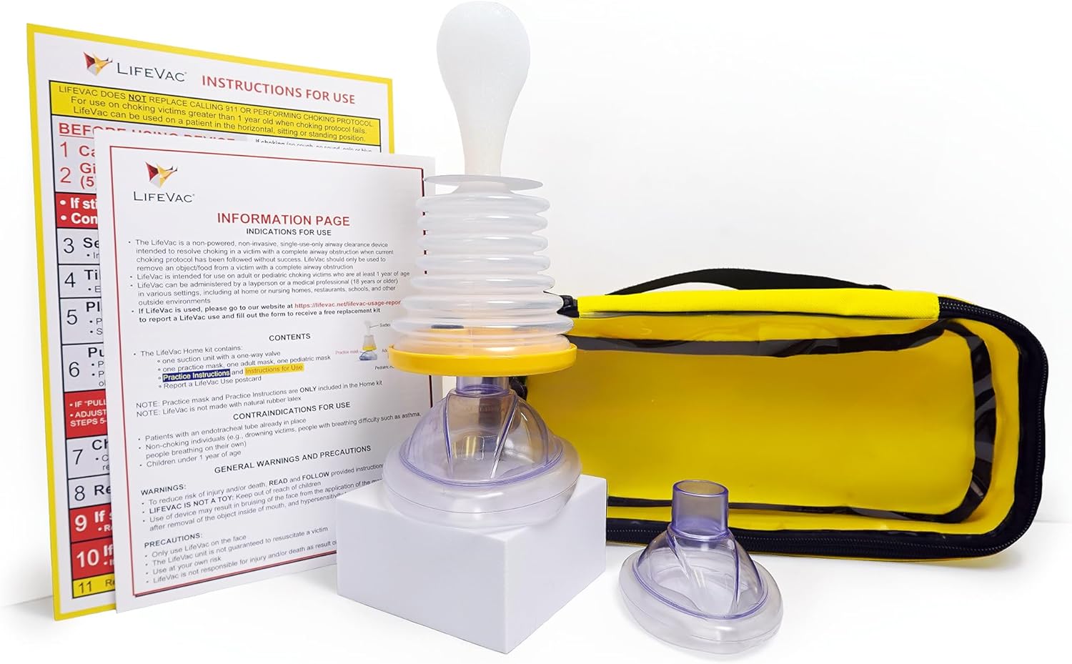 LifeVac Yellow Travel Kit - Portable Suction Rescue Device, First Aid Kit for Kids and Adults, Portable Airway Suction Device for Children and Adults