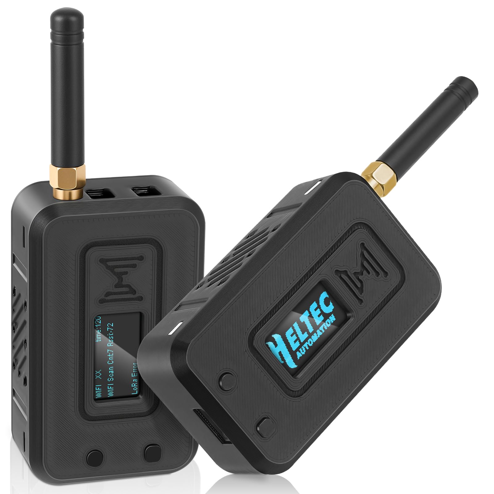 2 set ESP32 LoRa V3 scheda modulo con antenna 915 MHz + batteria 3000 mAh + custodia – WiFi integrato Blue tooth SX1262 CP2102 0,96" OLED Display tipo C per Ar duino Lora Meshtastic IOT (N35, nero)