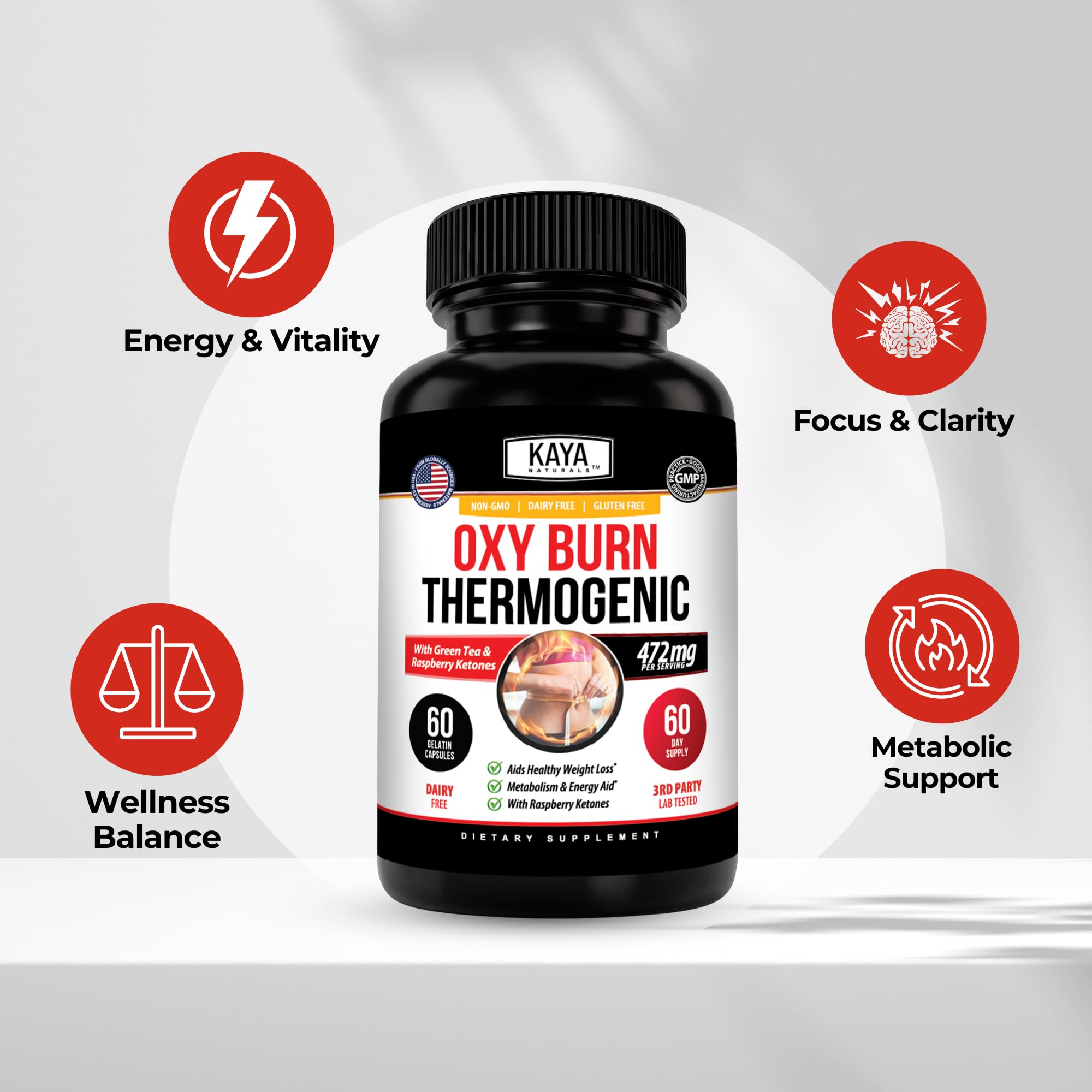 Kaya Naturals Oxy Burn Thermogenic Green Tea & Raspberry Ketones - 60 Count — Amazon image 4