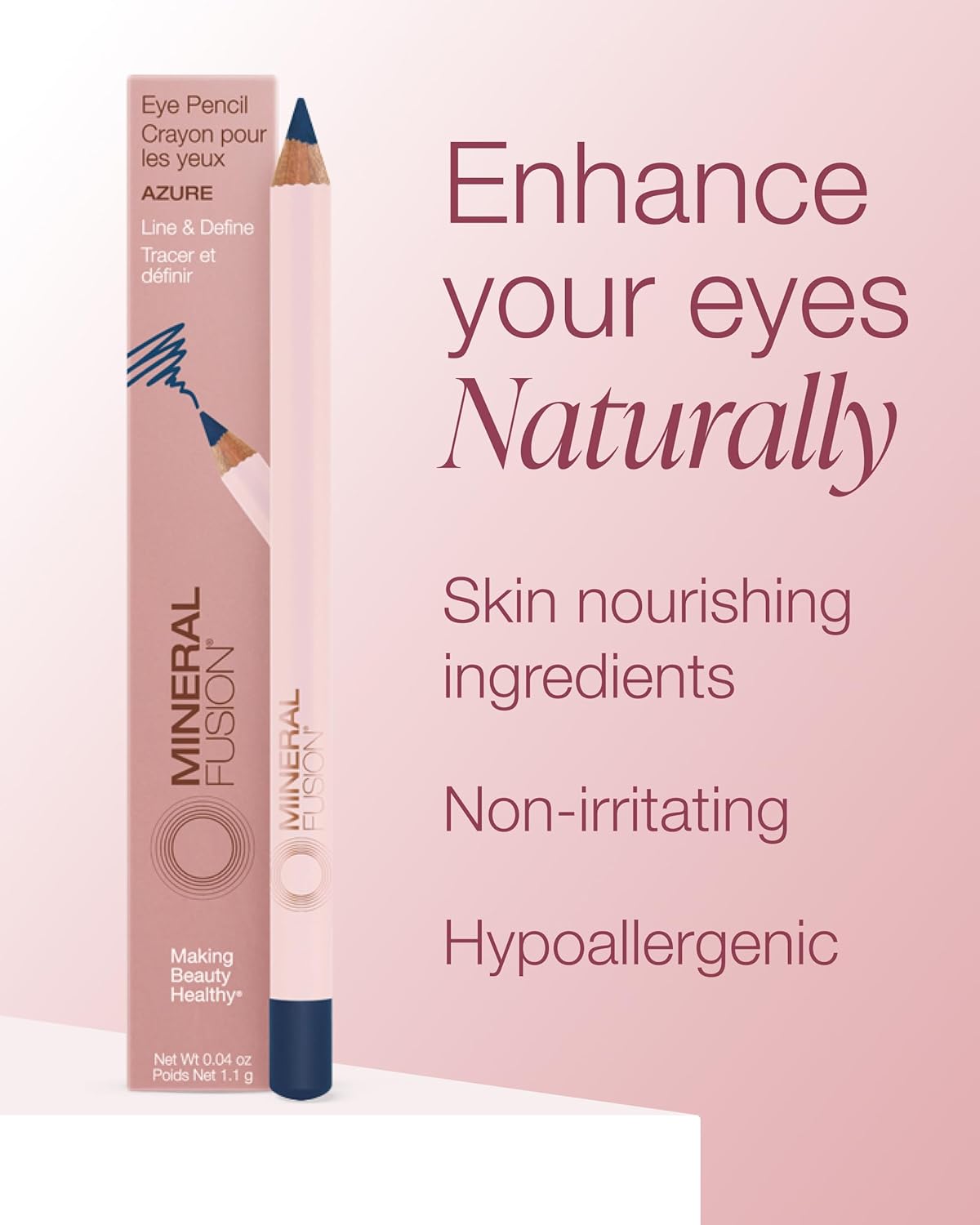 Mineral Fusion Eye Pencil (Navy Blue - Azure) - Eyeliner with Soothing Chamomile, Meadowfoam & Vitamin E - Smooth & Long Lasting, Hypoallergenic, Non-Irritating Eye Makeup - Image 5