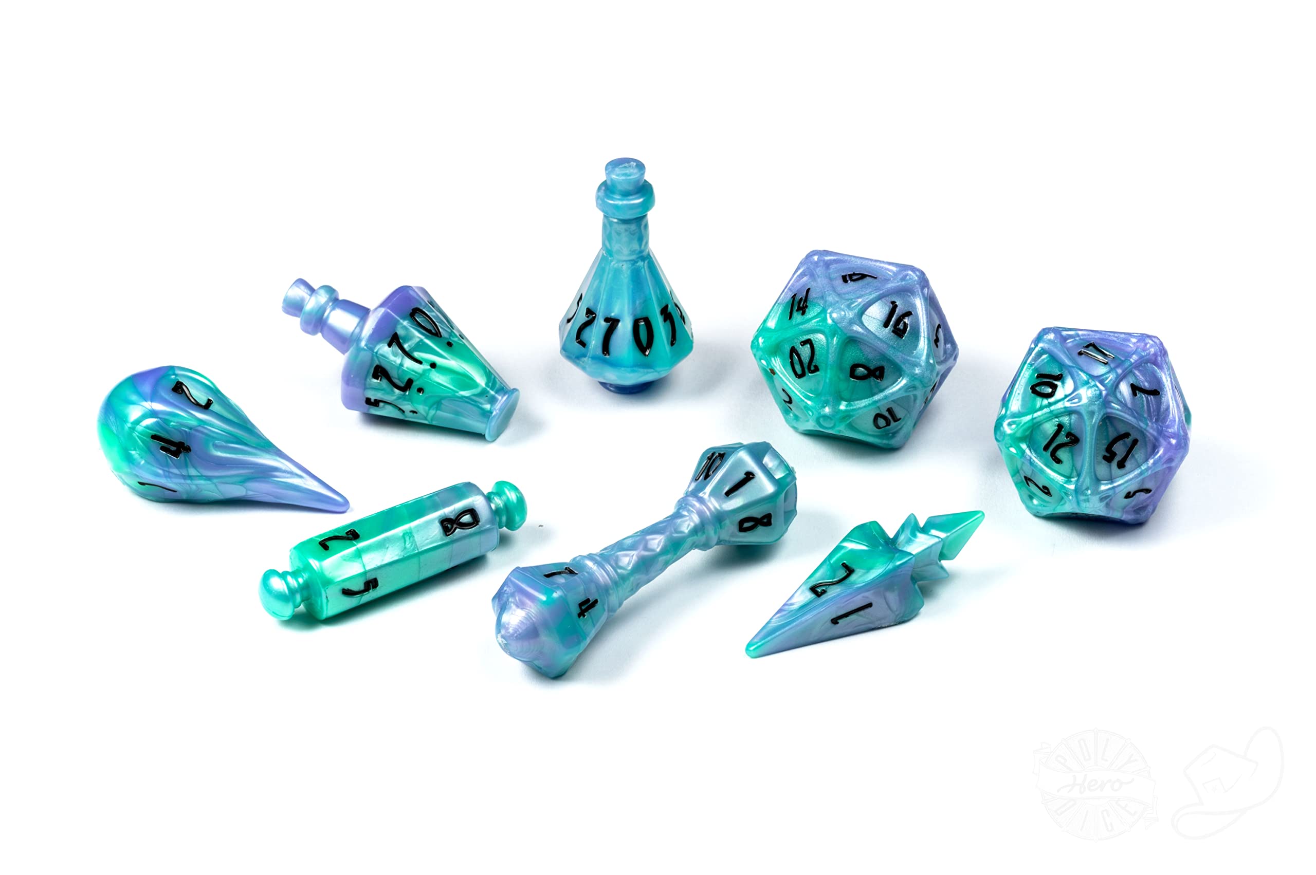 Amazon.com: PolyHero Wizard 8-Piece Dice Set, Aether Mist, for D&D