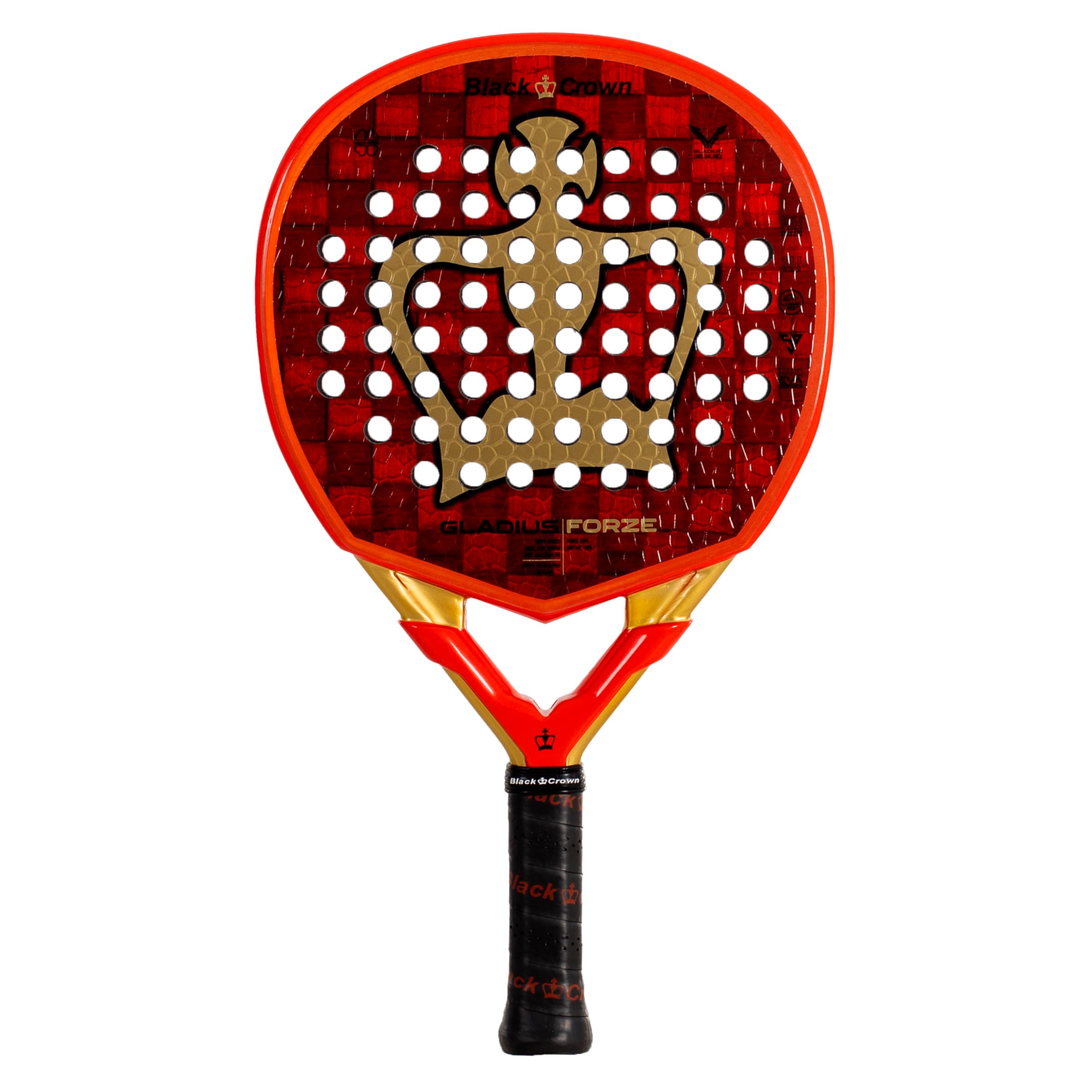 Black Crown - Pala de Pádel Gladius Force - 18K Alucarbono + 3K Carbono - Goma Hard EVA Black - Forma híbrida - Potencia 60% y Control 40% - Jugadores intermedios y avanzados - Peso 355-370g