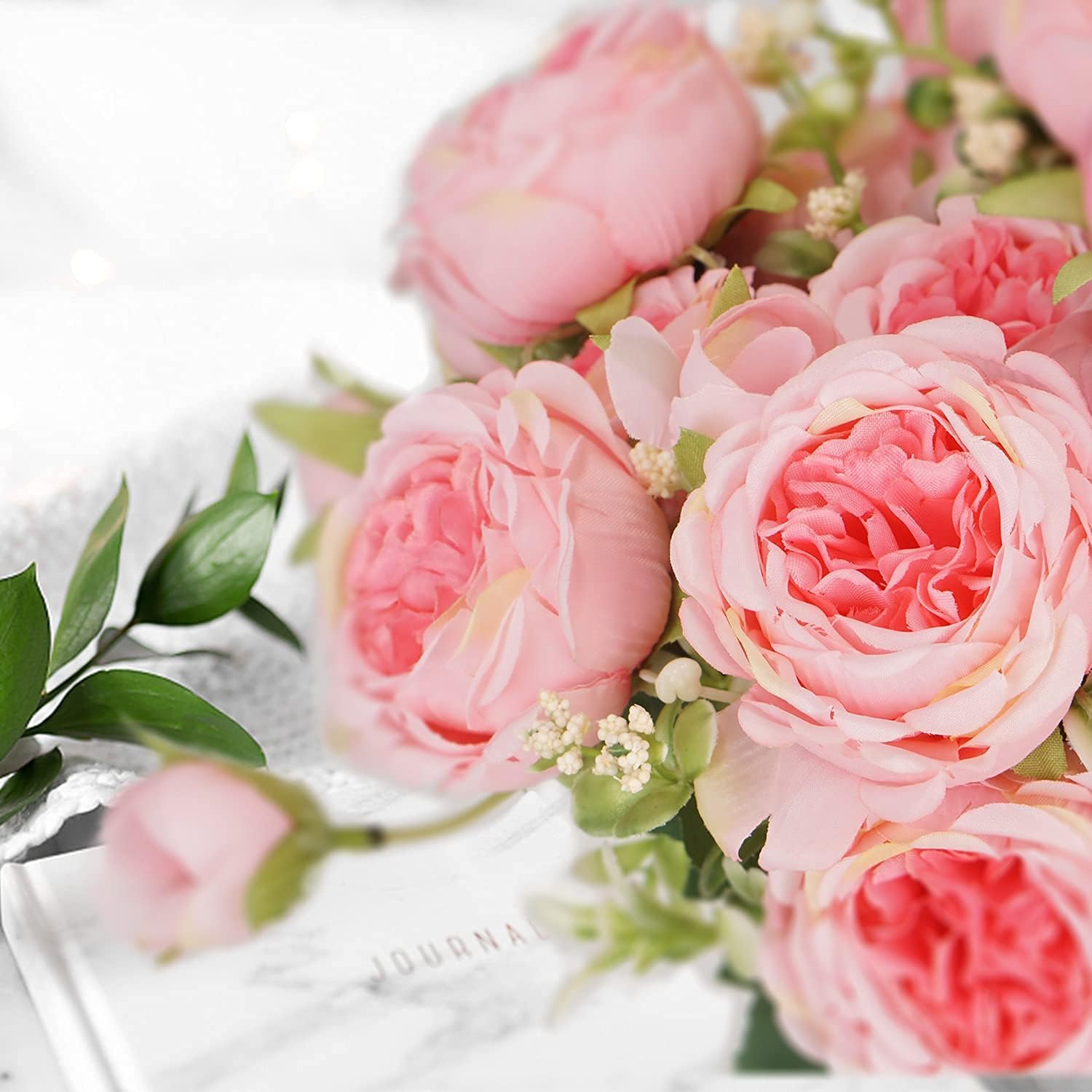 FADACHY 4 Bunches Real Touch Artificial Silk Peonies Bouquet - Wedding Flowers, Home Table Decor & Garden Arrangement - Image 4