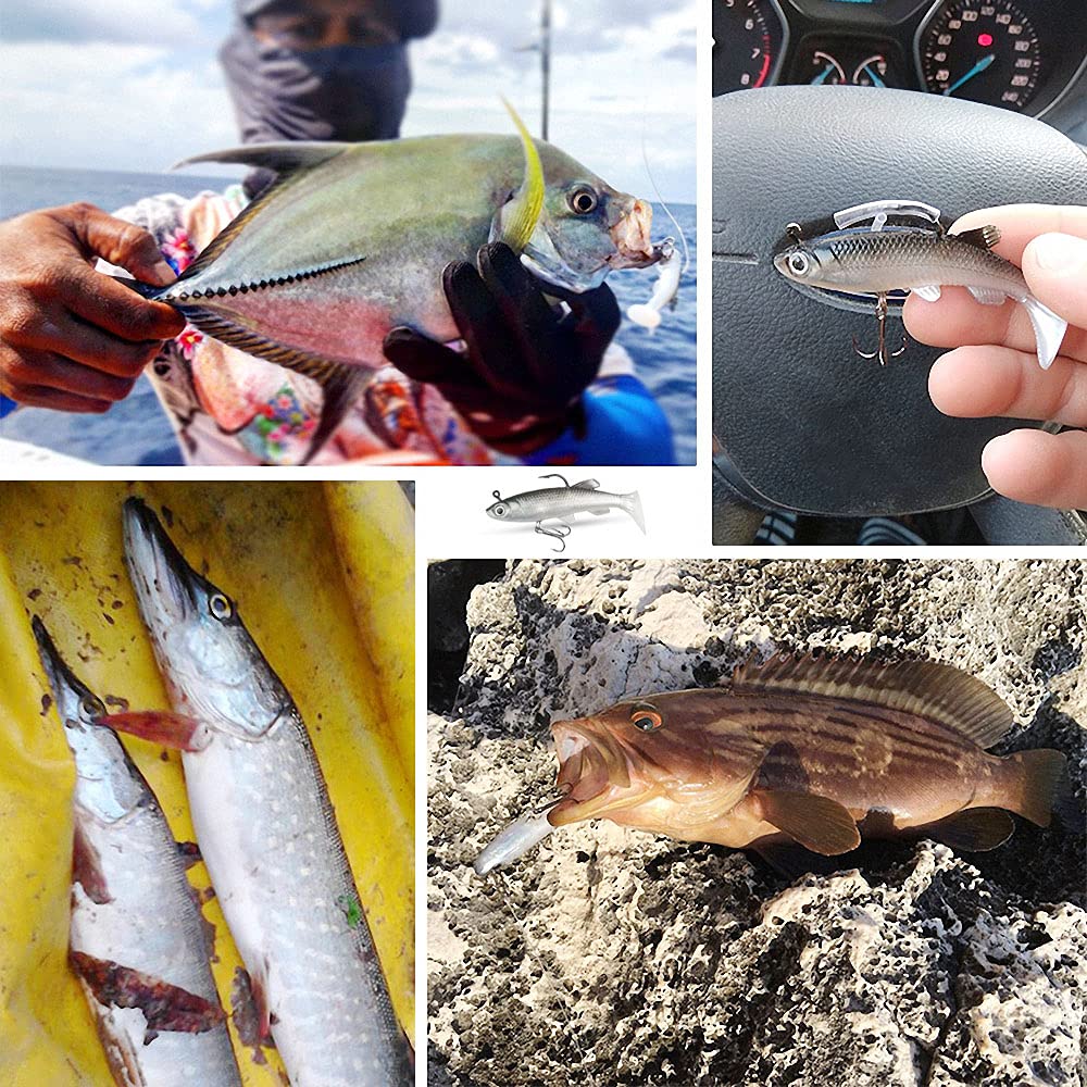 5 Pezzi Esche Artificiali da Pesca Esca Bionica Con Ami, Kit per Trota, Spigola, Persico