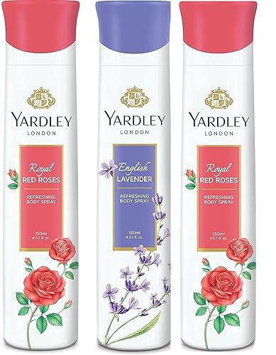 Yardley London - Juego de 3 rosas rojas reales con lavanda inglesa refrescante corporal para mujer, 5.1fl oz