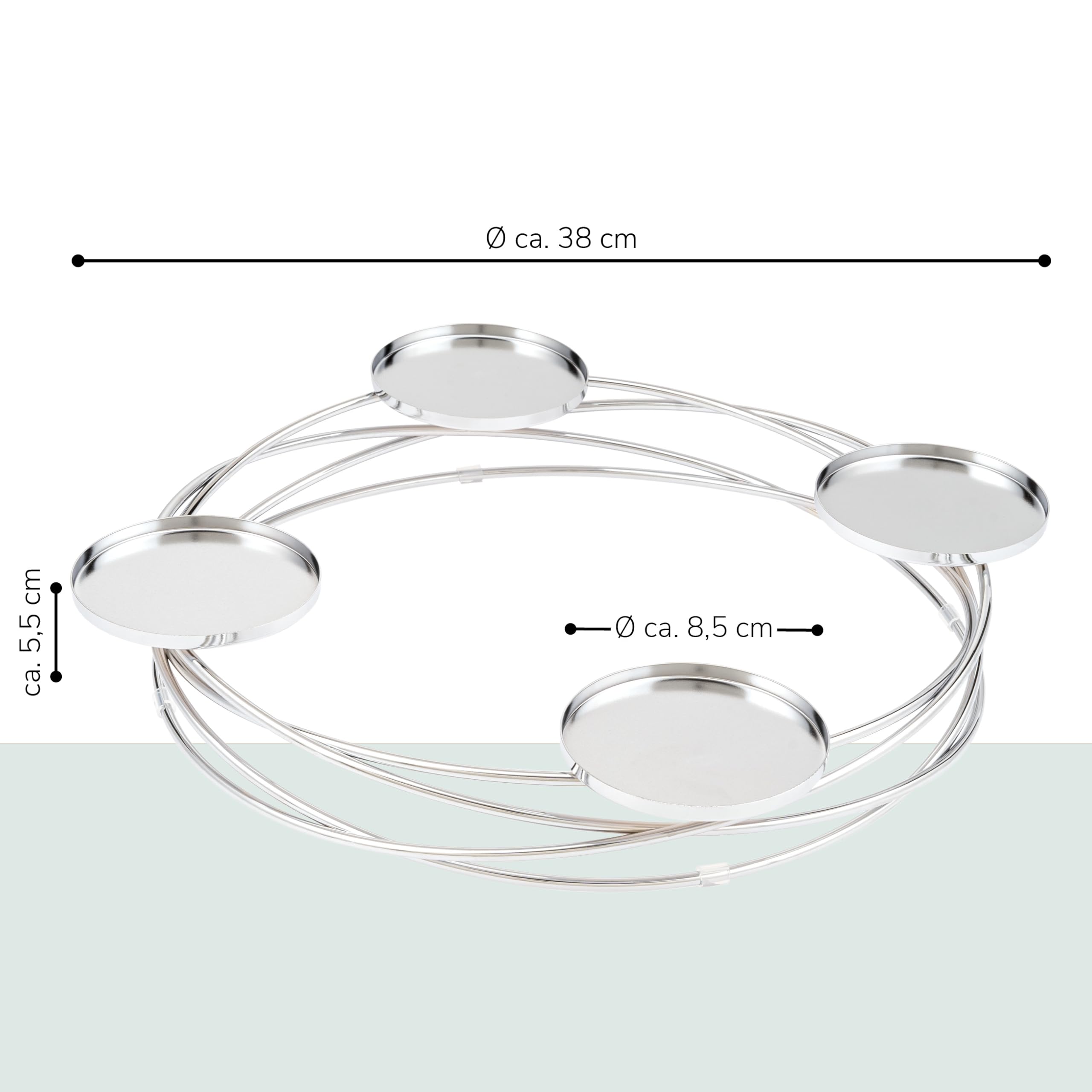 bremermann Bougeoir en Forme de Couronne, idéal comme Couronne de l'Avent pour Noël ou comme décoration de Table Tout au Long de l'année, bougeoir pour 4 Bougies cylindriques, en métal (Argent)