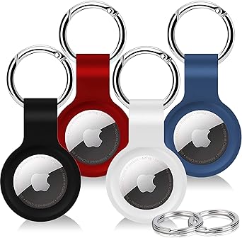 wisepurch 4 pack silicone cases for airtag with keychain protective holders cover for apple airtag key finder gps tracker pet dog cat bags or lug