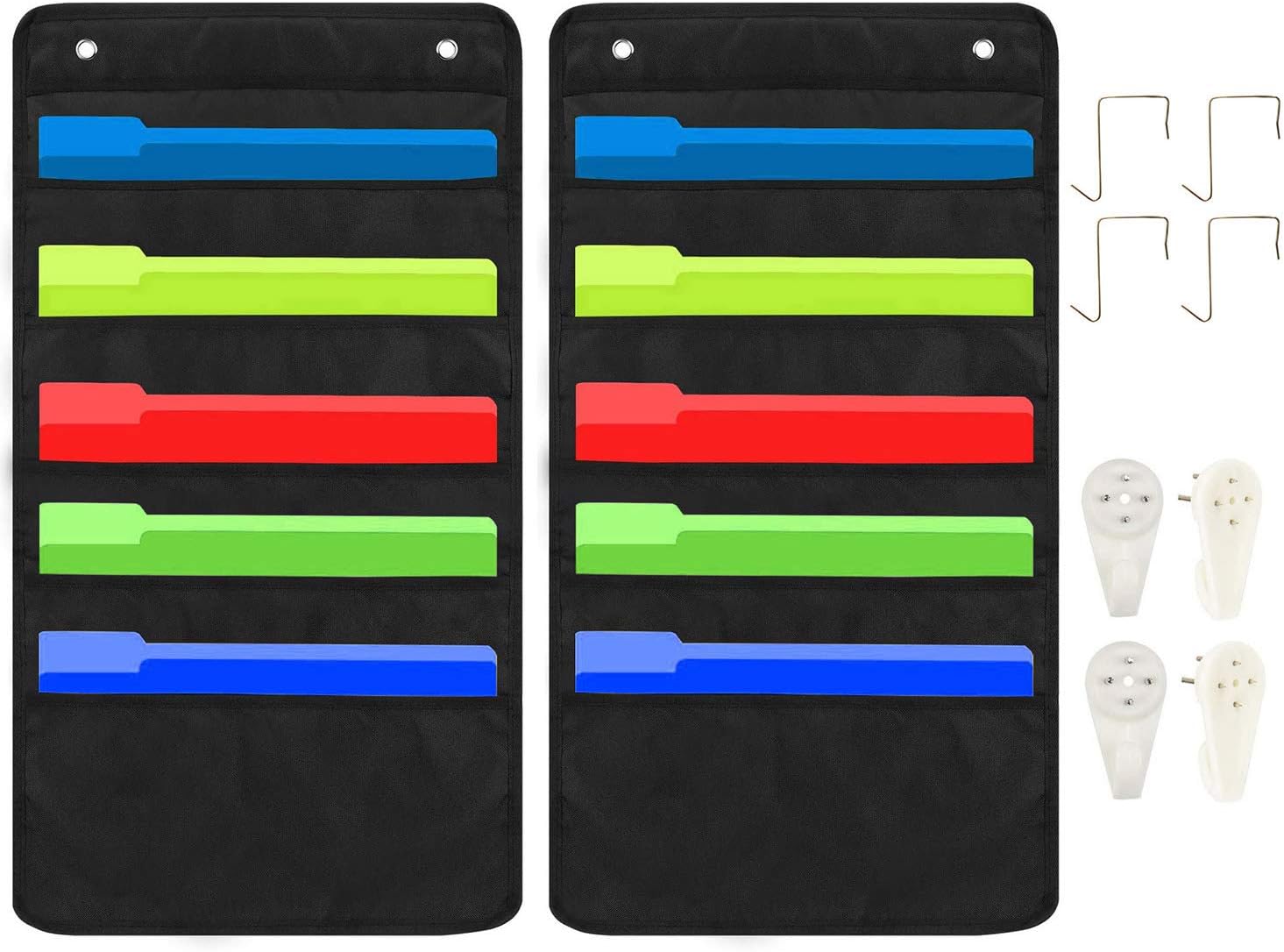 Amazon.com : Set of 2 Hanging File Holder Organizer Rack, 5 Pocket File ...