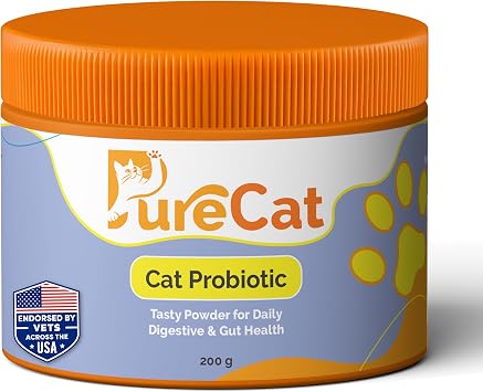 Digestive Health & Immune Support Supplement Probiotic Powder for Indoor and Outdoor Cats | 6 Billions CFUs Probiotic Powder for Pets | Veterinarian Recommended | Great Tasting Formula