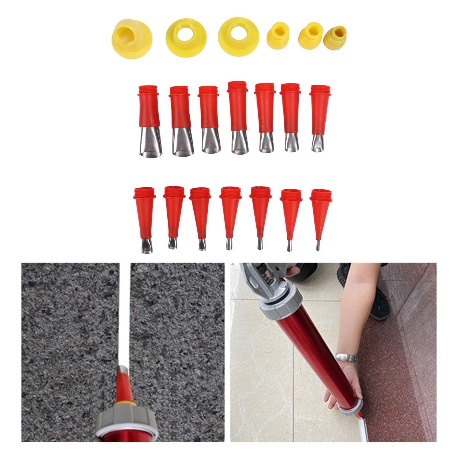32 Pezzi Ugelli Per Calafataggio Acciaio Inossidabile Kit Nozzle In Acciaio Inox Per Sigillar Monoblocco Sigillanti Ugello In Gomma Riutilizzabile - 9