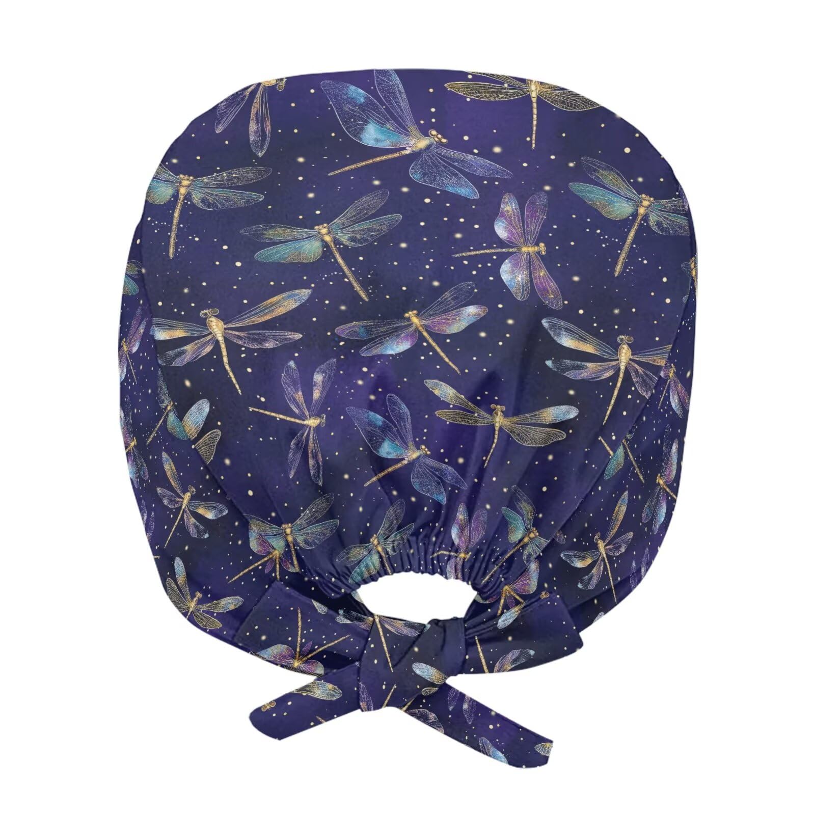JEOCODY Dragonfly Scrub Cap for Women Working Hat with Sweatband Breathable Headgear Cap for Work Universal Fit One Size