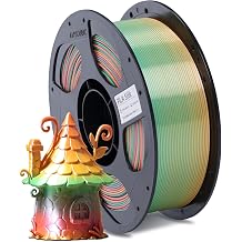 ANYCUBIC Silk Filament, Clog-Free Shiny 3D Printer PLA Filament 1.75mm Dimensional Accuracy +/- 0.02mm, 1KG Reusable Spool 2.2 lbs, Silk Rainbow
