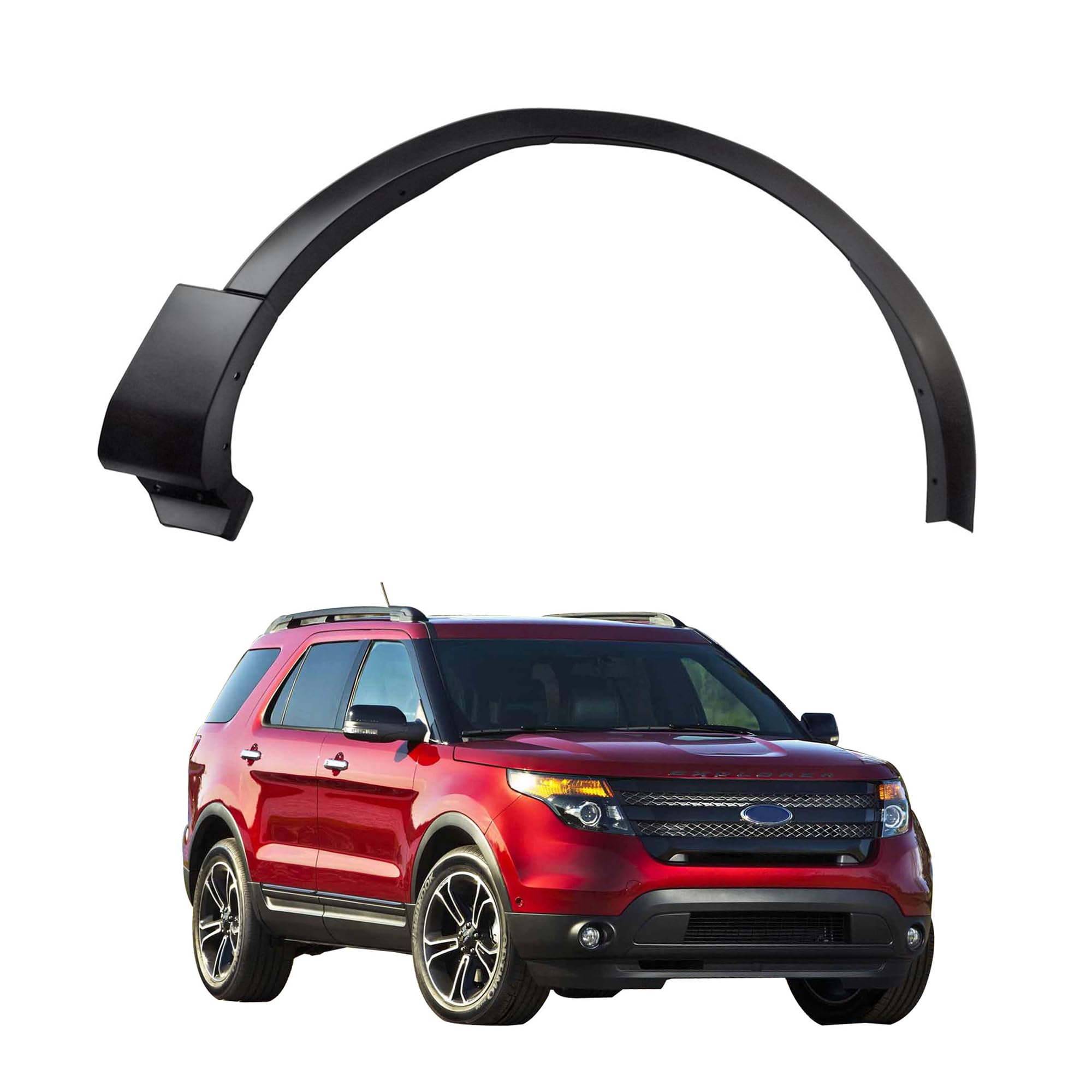 Pair Of Front Fender Flares For 2011-2015 Ford Explorer – Left + Right, Black Textured PP