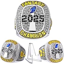 2025 Fantasy Football Championship Ring | Heavy FFL Champion Ring | Gold Silver Tone Plated Award Trophy for Fantasy Football League Winner