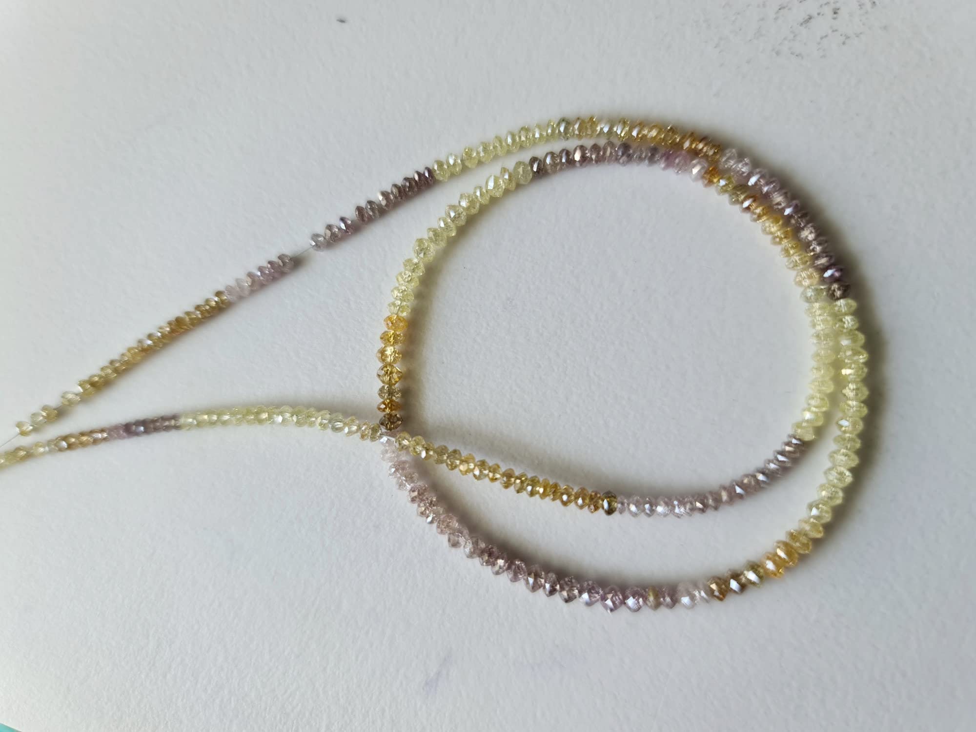Donna Perline rondelle con diamanti sfaccettati scintillanti da 2-2,5mm rosa/arancione/giallo, perline rondelle con diamanti di colore misto (da 2IN a 4IN) - PPKK19, 2-2,5mm, 2 IN