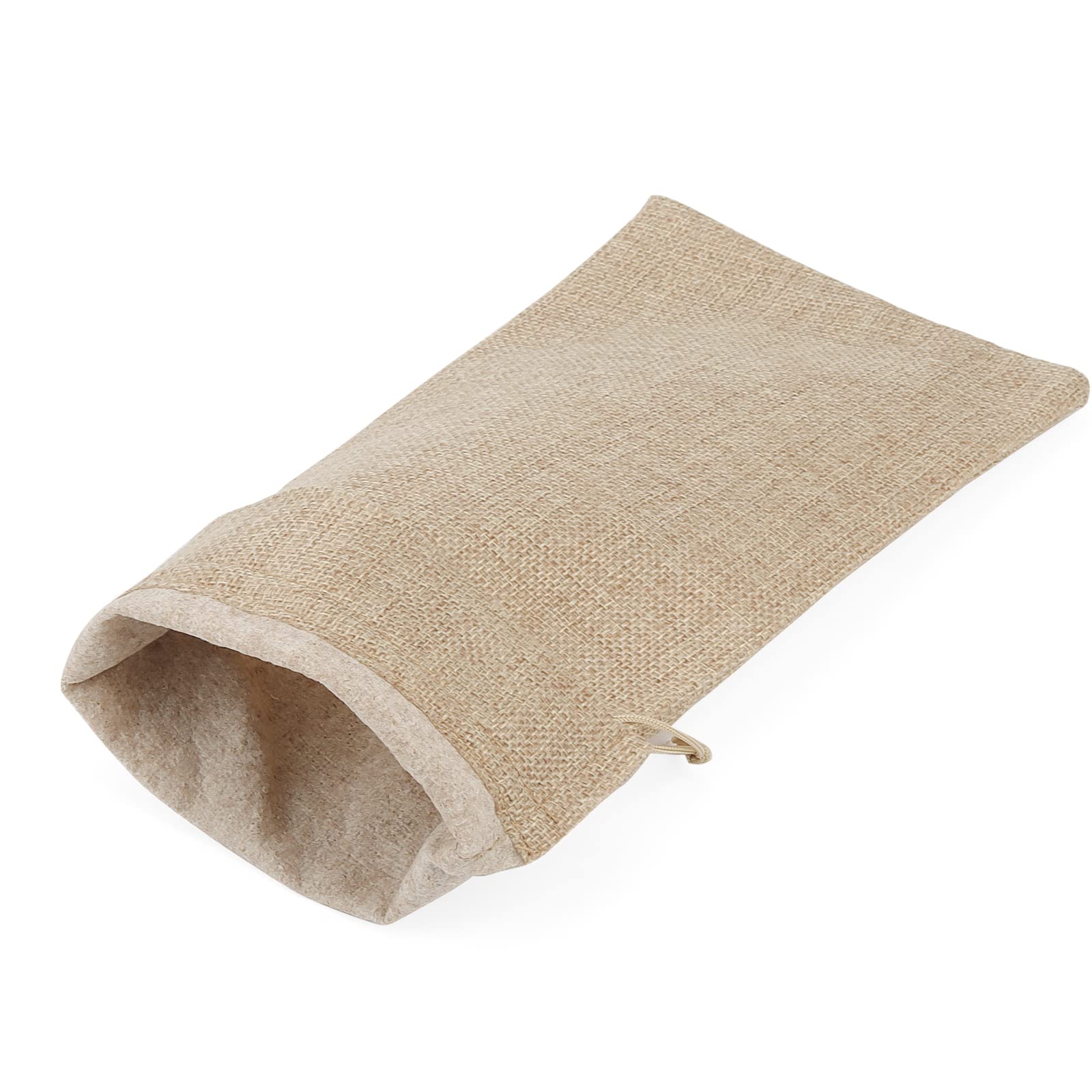 ZEONHAK 30 sacchetti regalo in juta, 15 x 35 cm, con cartellino e corda di canapa, copribottiglie di vino per matrimoni, feste di casa, Marrone, sacchetti regalo di vino di iuta