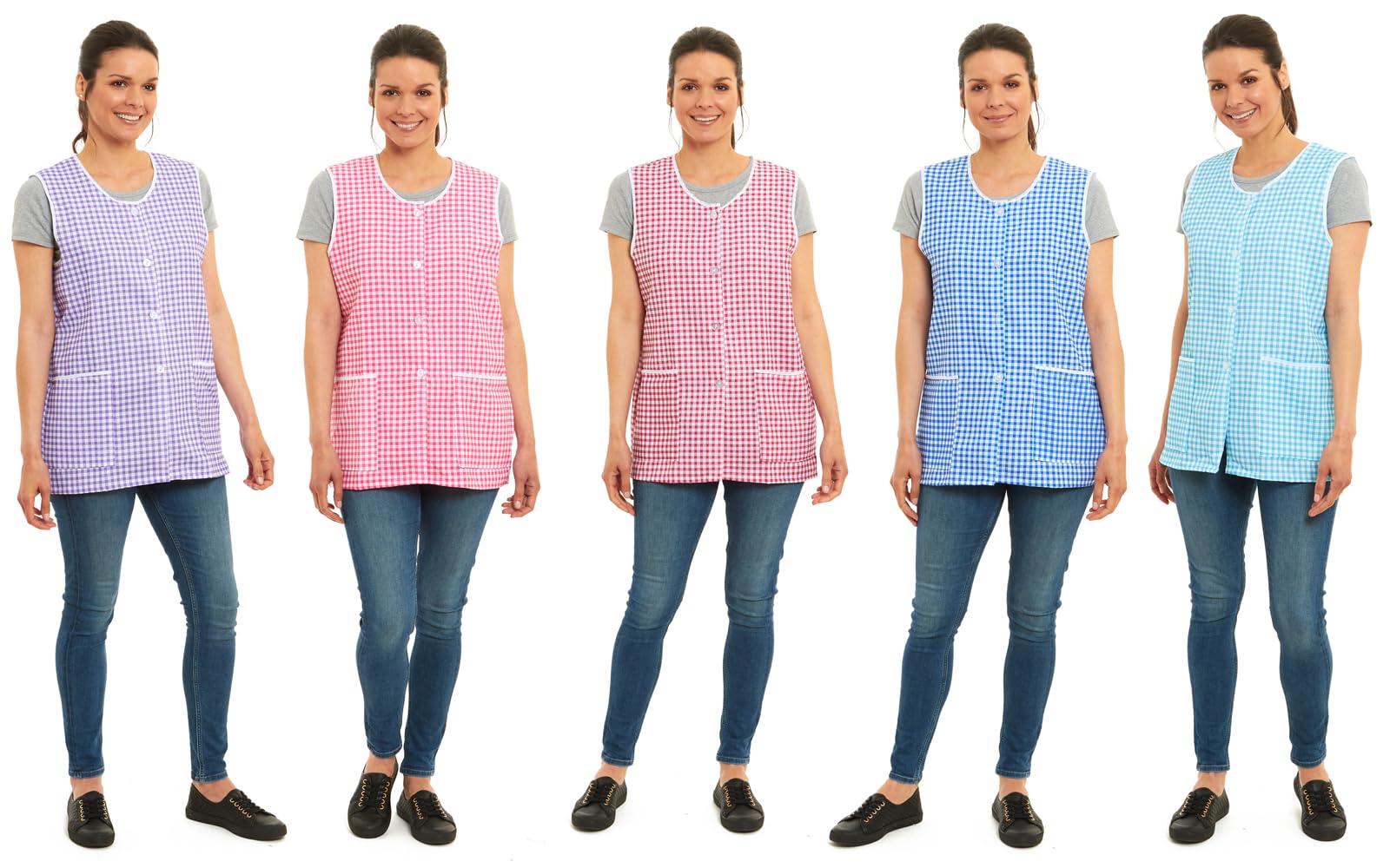Delantal de cuadros para mujer, diseño de cuadros a través del diseño, con bolsillos delanteros, elegantes tabardos para mujer, delantales casuales para usar en el hogar, cocina, restaurantes