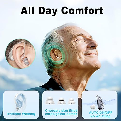 Miniatura 6 de Aparato auditivo para personas mayores, OTC de 32 canales, amplificador de audición de 5 volúmenes con estuche recargable y cancelación de ruido,