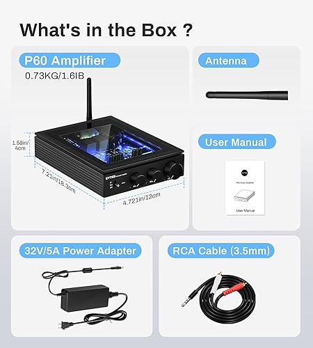 Miniatura 9 de Amplificador estéreo Bluetooth 5.3 para altavoces pasivos, 300 W x 2 TPA3255 2 canales Mini Clase D Amplificador de audio doméstico integrado con